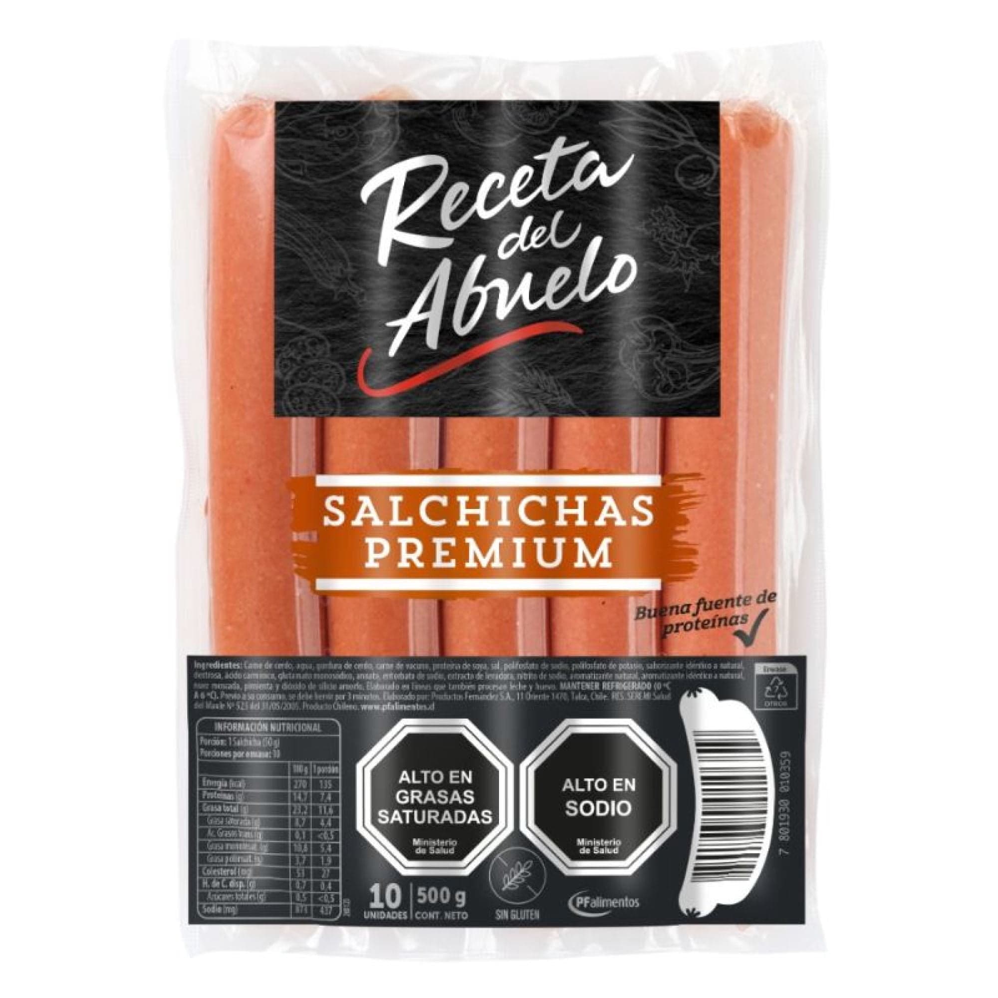 Salchichas Premium 10 Un Bolsa, 500 g