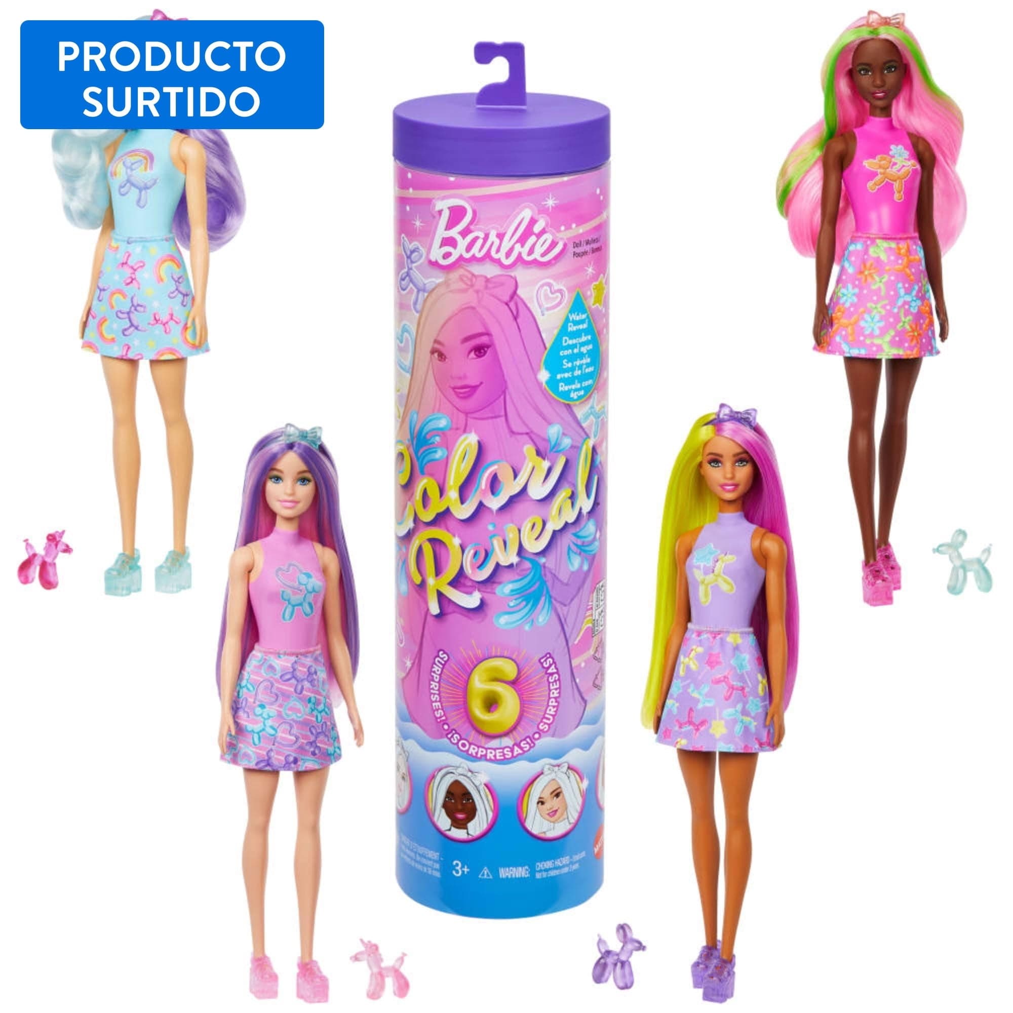 Muneca Barbie Color Reveal Sorpresa Revelado con Agua 3+ Anos