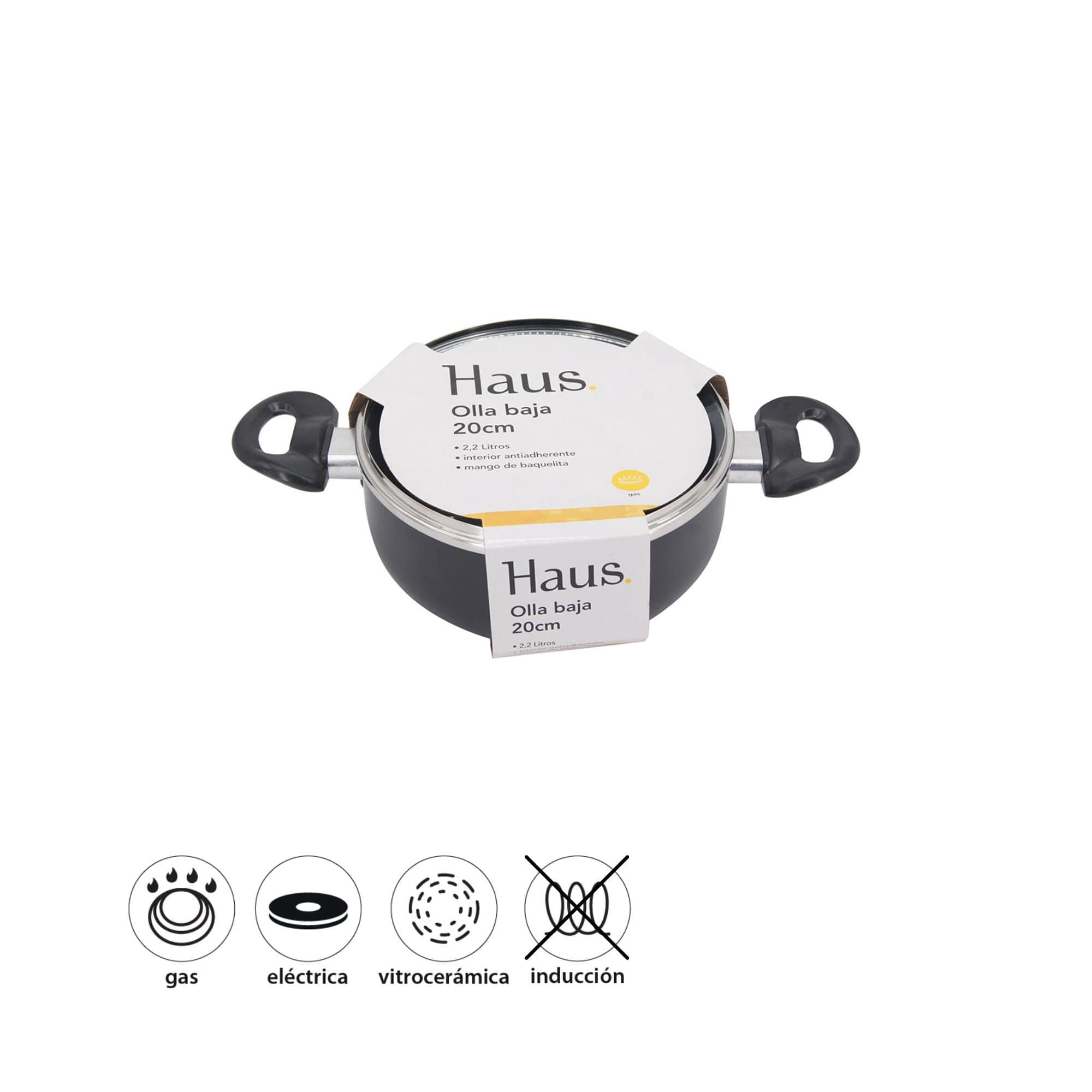 Olla Aluminio Prensado Antiadherente 20 cm 2.2 Litros 1 Piezas, 1 Un