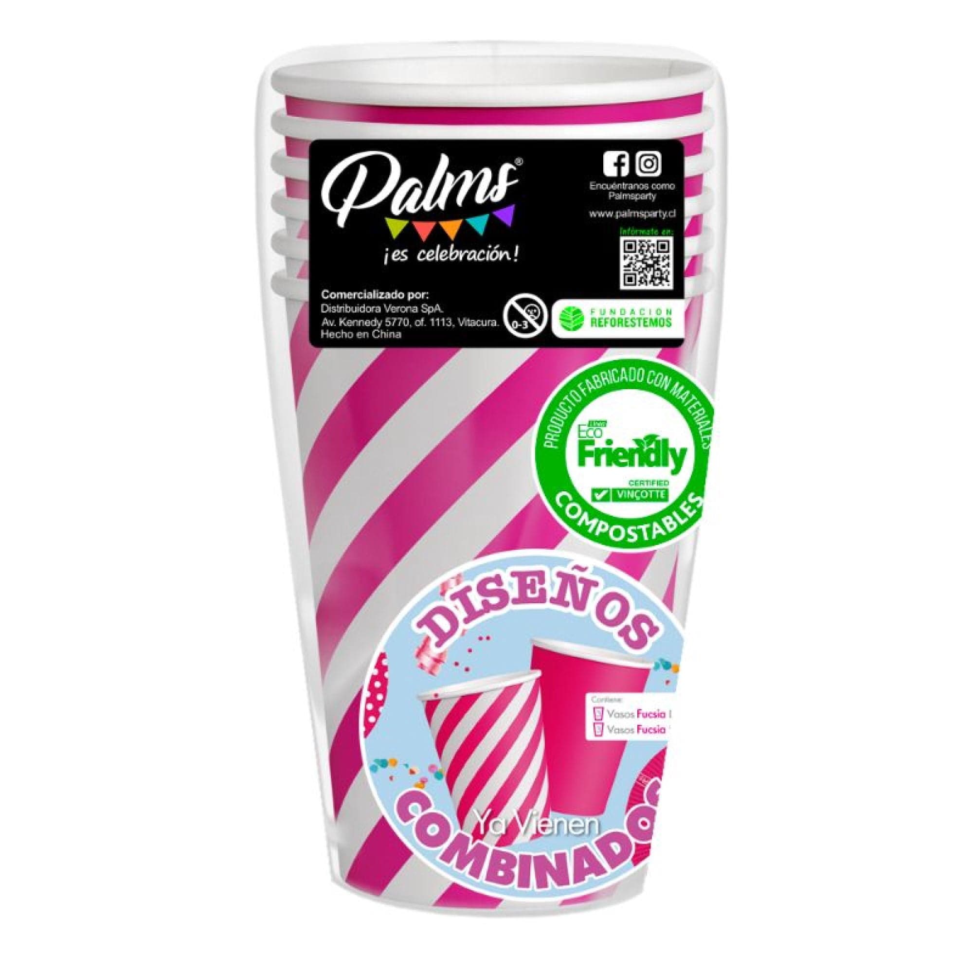 Vasos Fucsia combinados, 1 Un