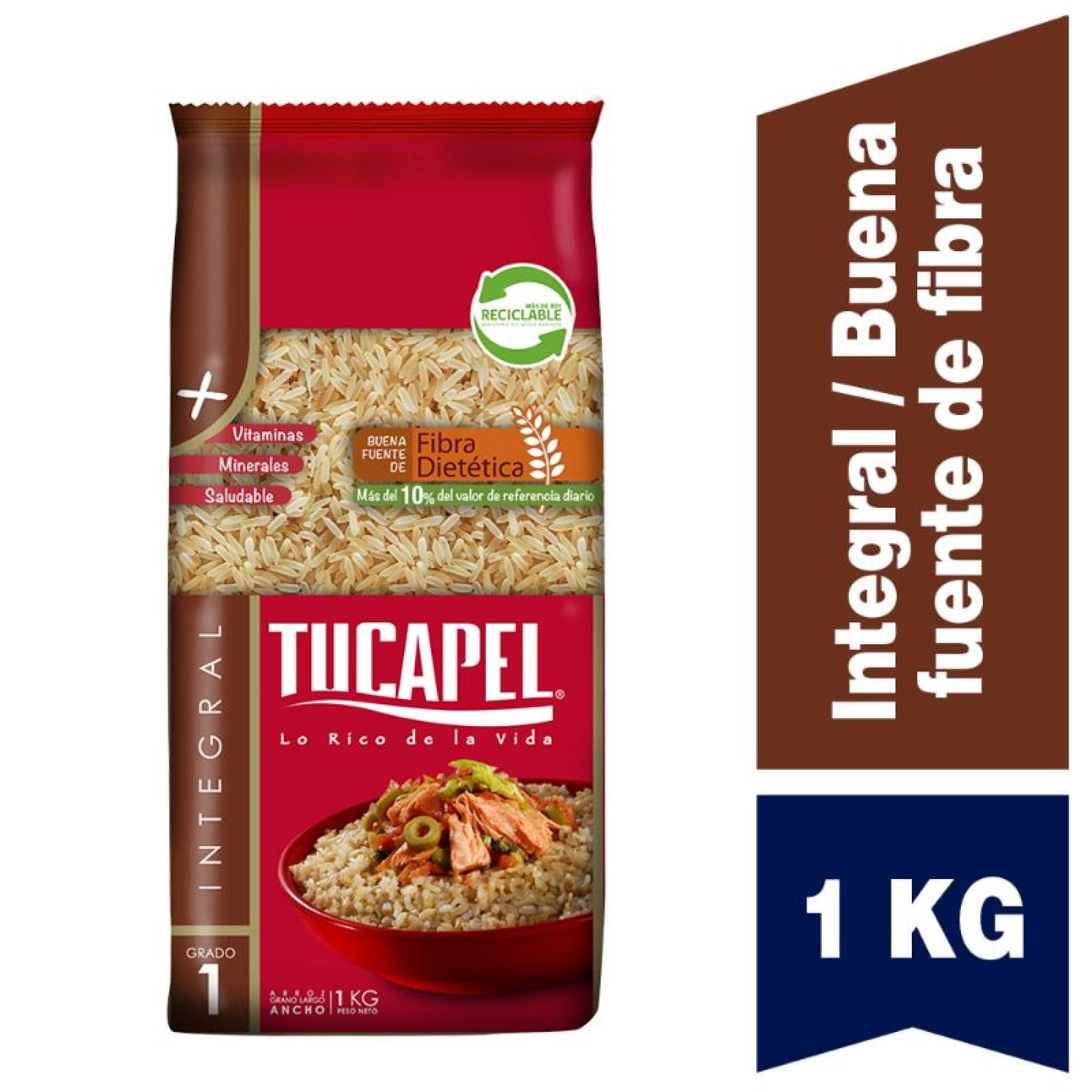 Arroz Integral Grado 1 Grano Largo Bolsa, 1 kg