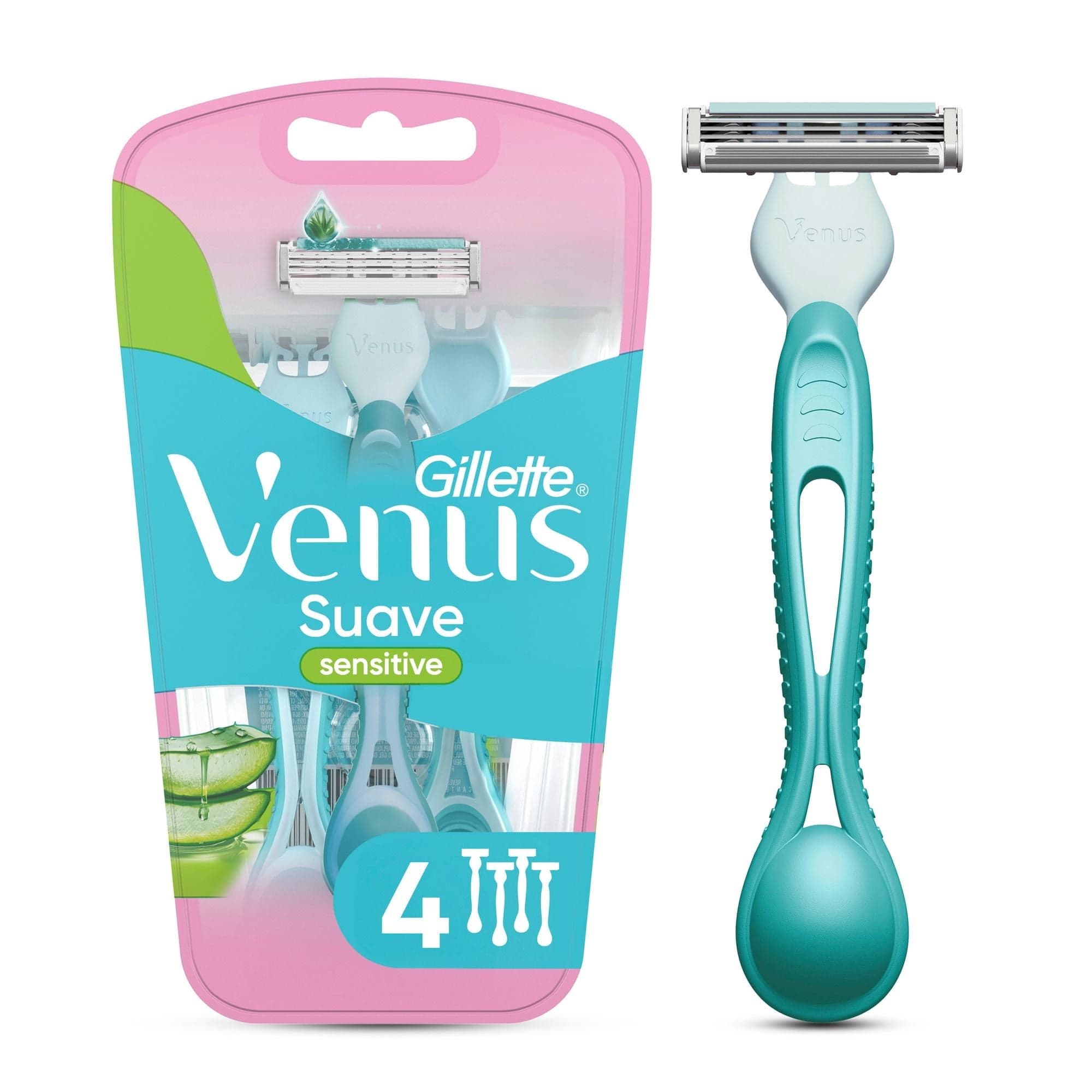 Maquina de Afeitar Venus Gillette Suave Sensitive, 4 Un