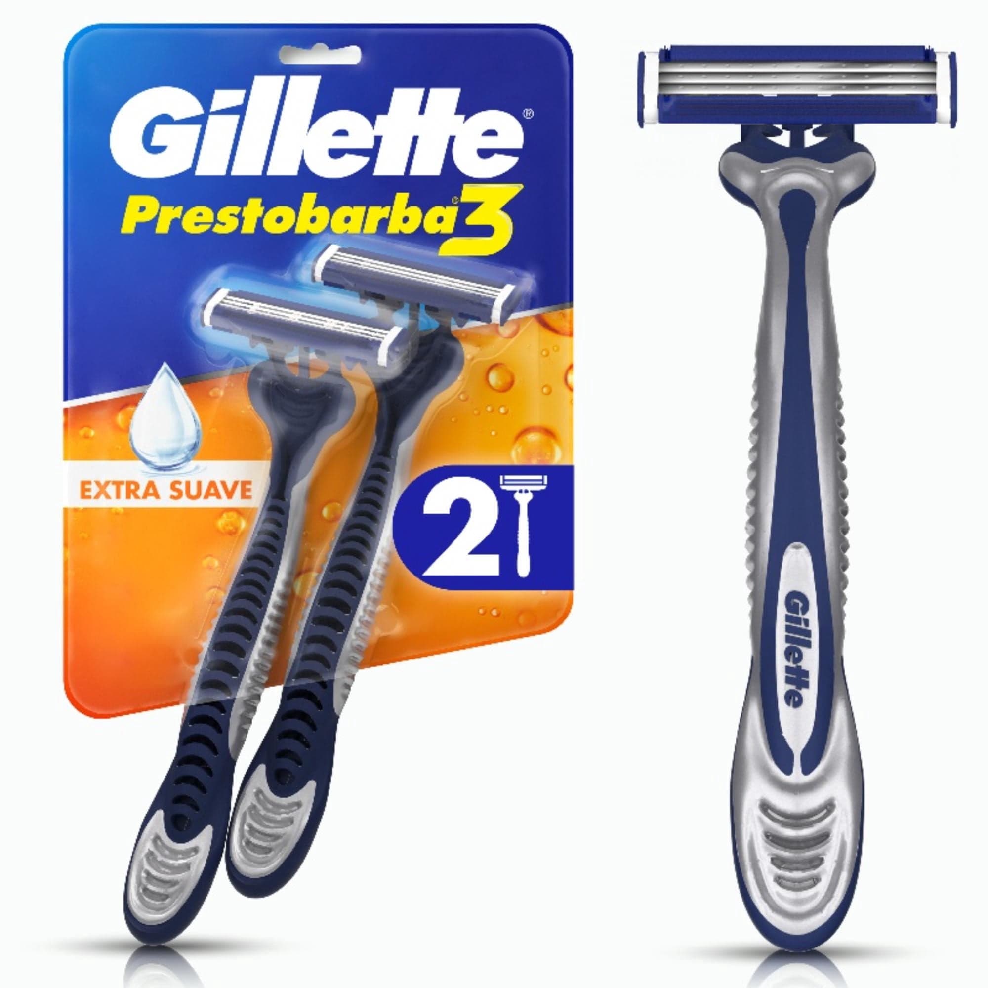 Maquina de Afeitar Prestobarba3 con 3 Hojas, 2 Un