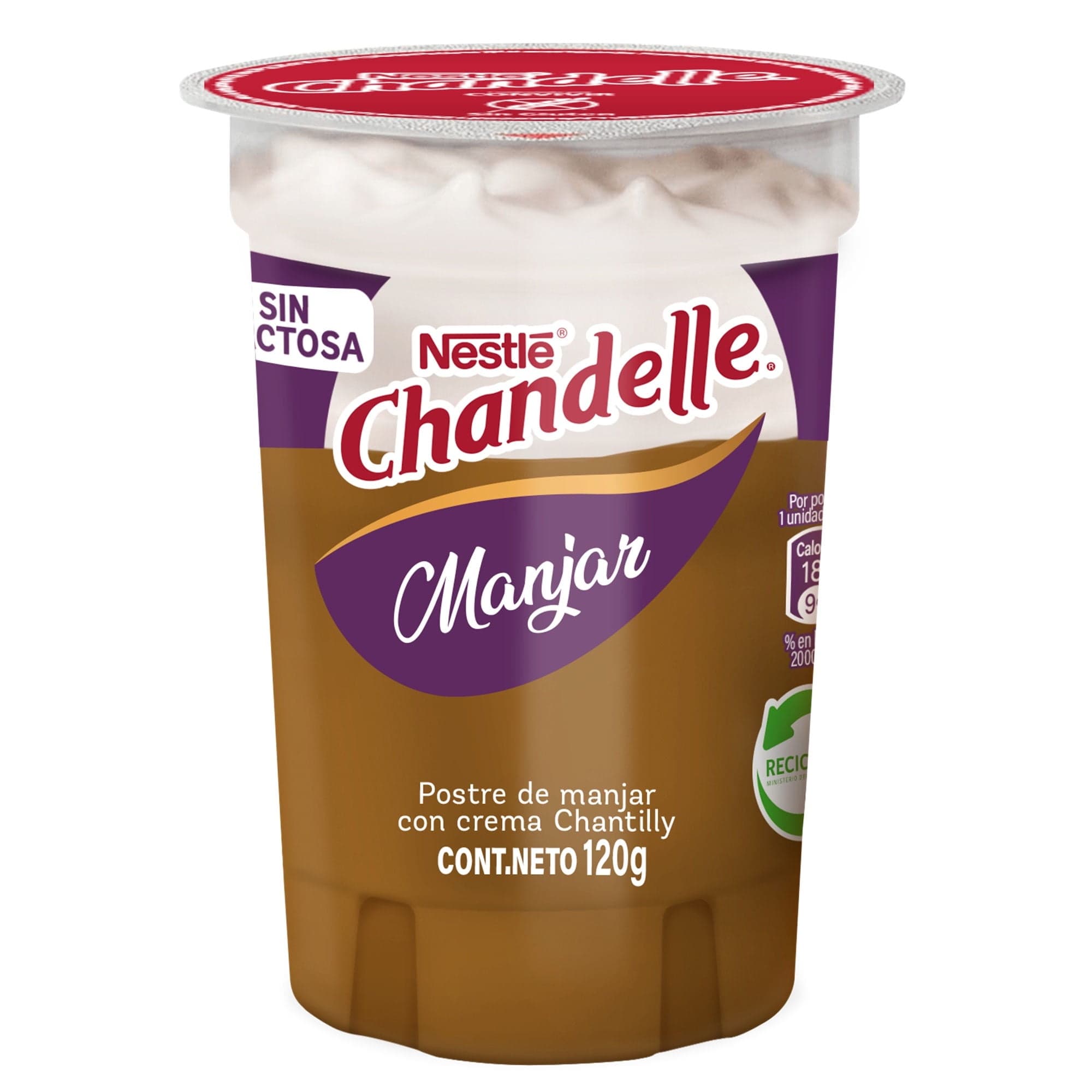Postre Chandelle Crema Sin lactosa Manjar, 120 g