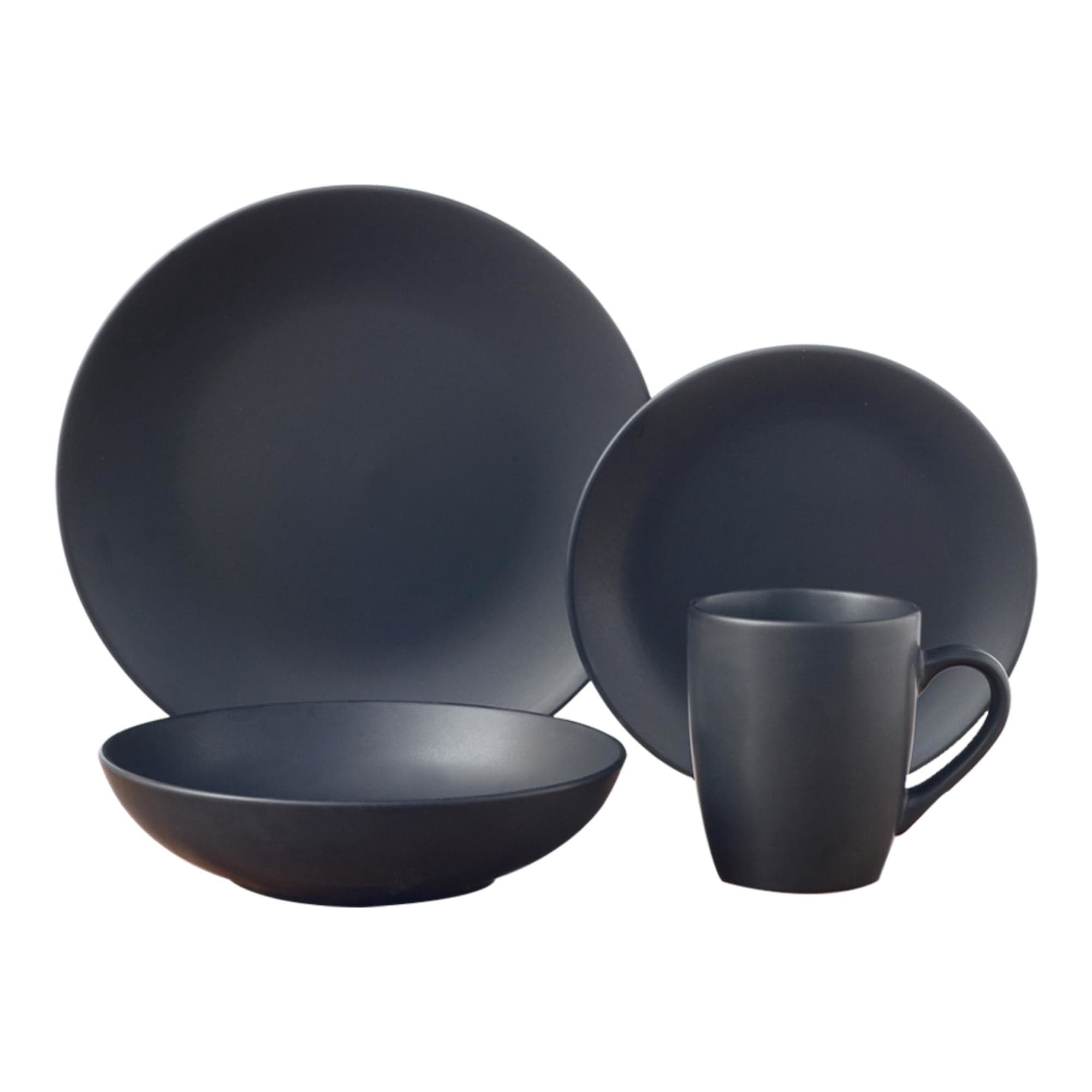 Juego de Loza 16 piezas ceramica color negro, 1 un