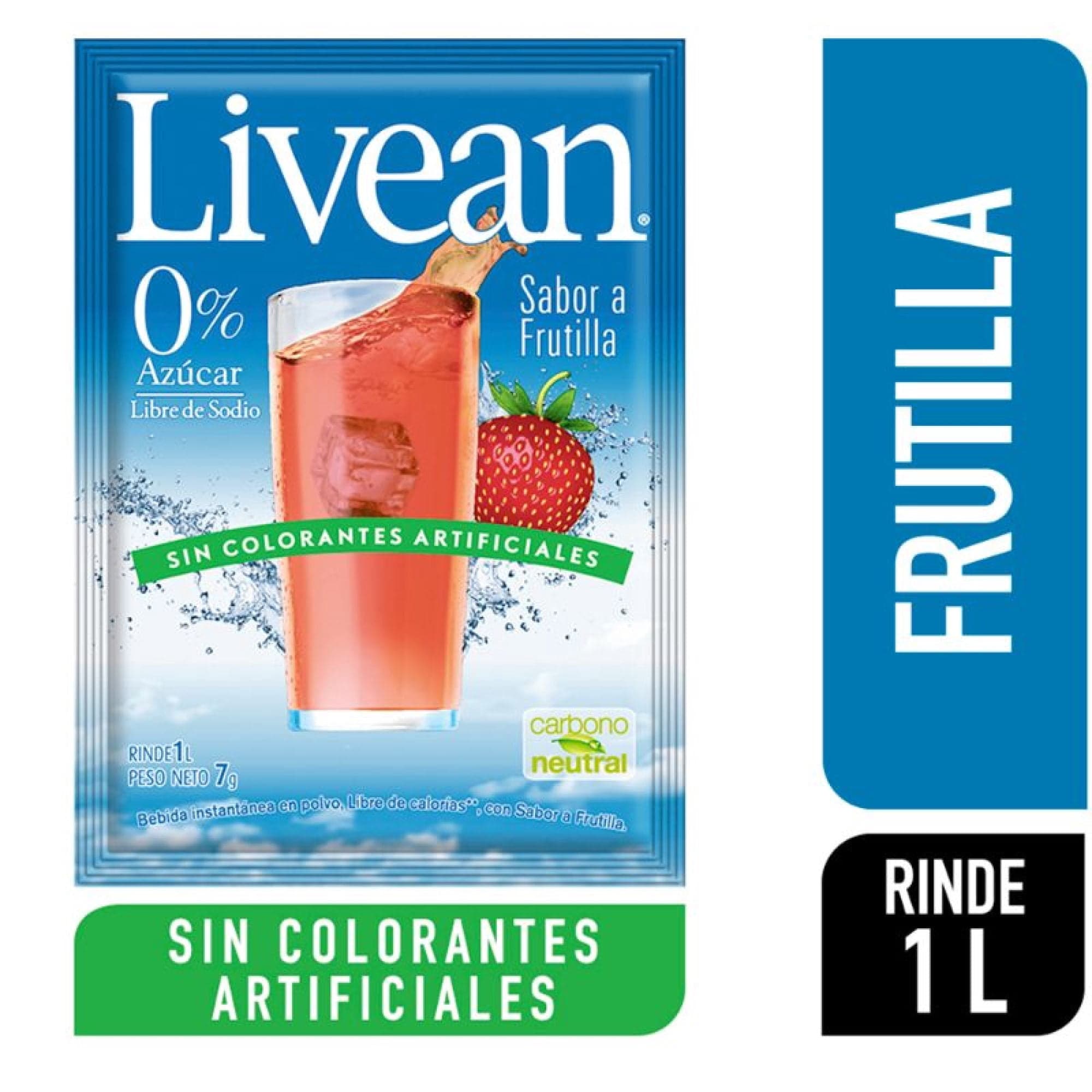 Jugo en Polvo Libre de Azucar Sabor Frutilla Sobre, 7 g