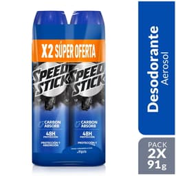 Desodorante Spray Speed Stick Carbon Absorb Pack Hombre, g g