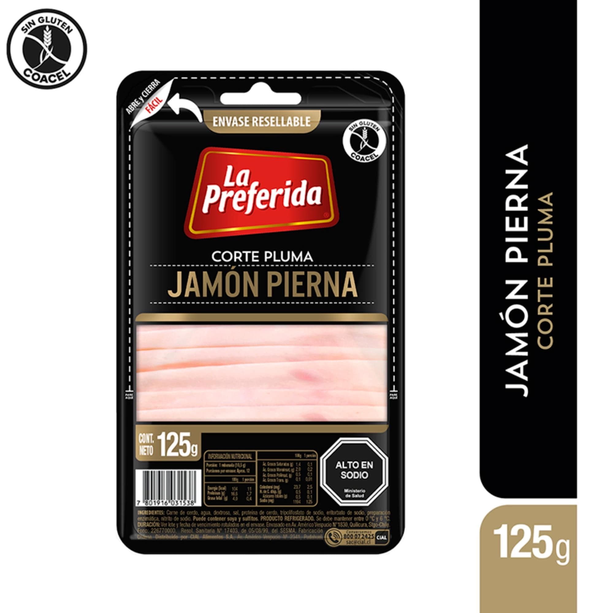 Jamon Pierna Corte Pluma Tradicional, 125 g