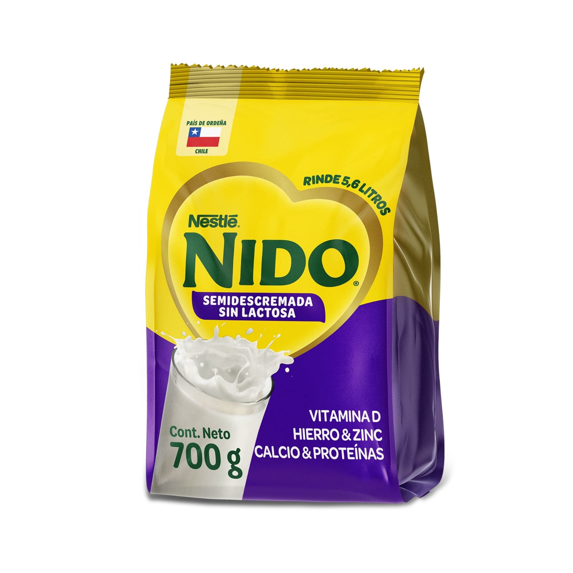 Leche en Polvo Semidescremada Sin Lactosa Bolsa, 700 g