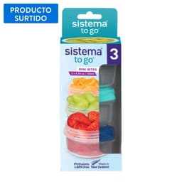 Set de hermeticos To Go mini bocados plastico 130ml multicolor, 3 un, 1 Un