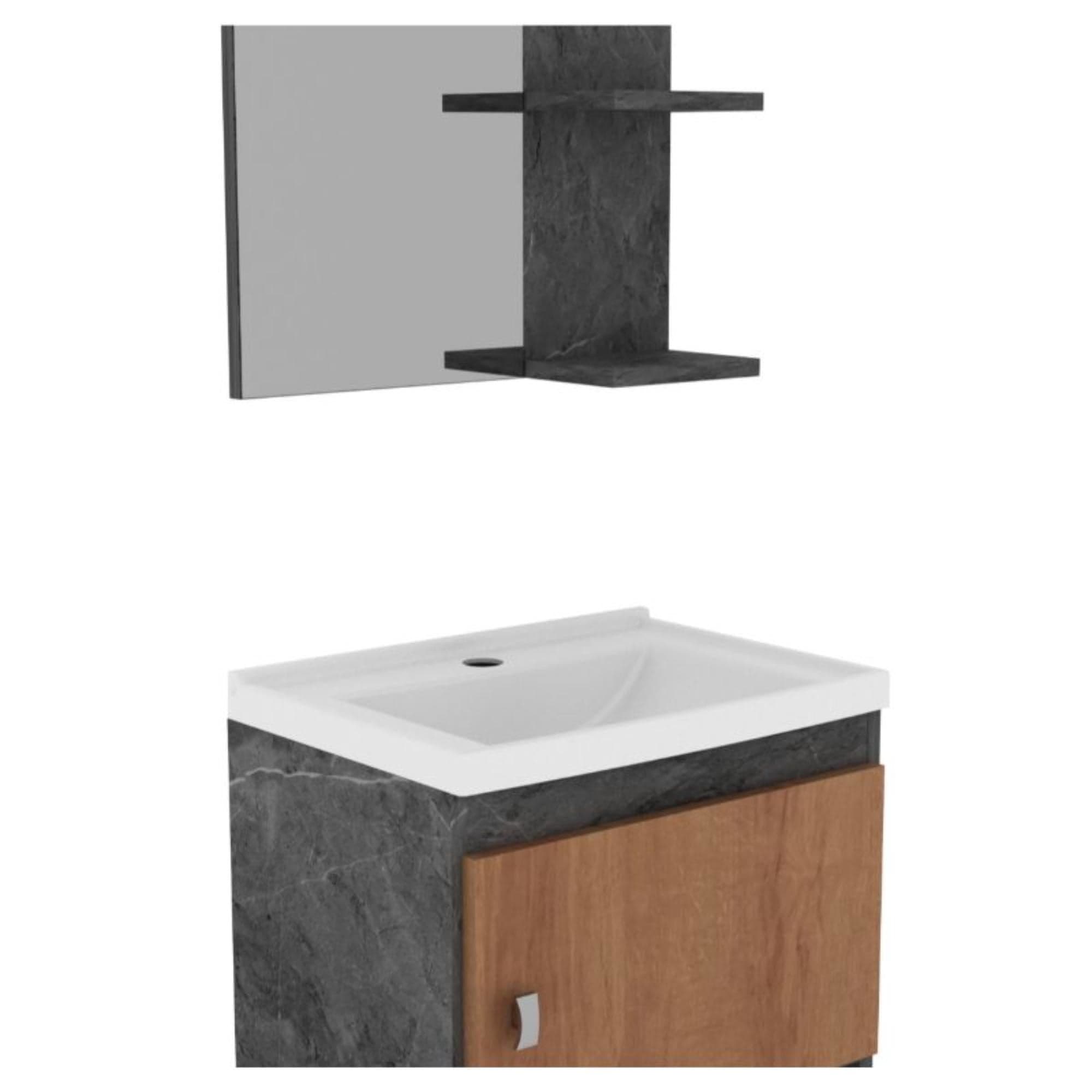 Kit Muebles Bano Aereo C/Lavamanos Inc. Incluye Espejo Mural Gris Marengo/Almendra