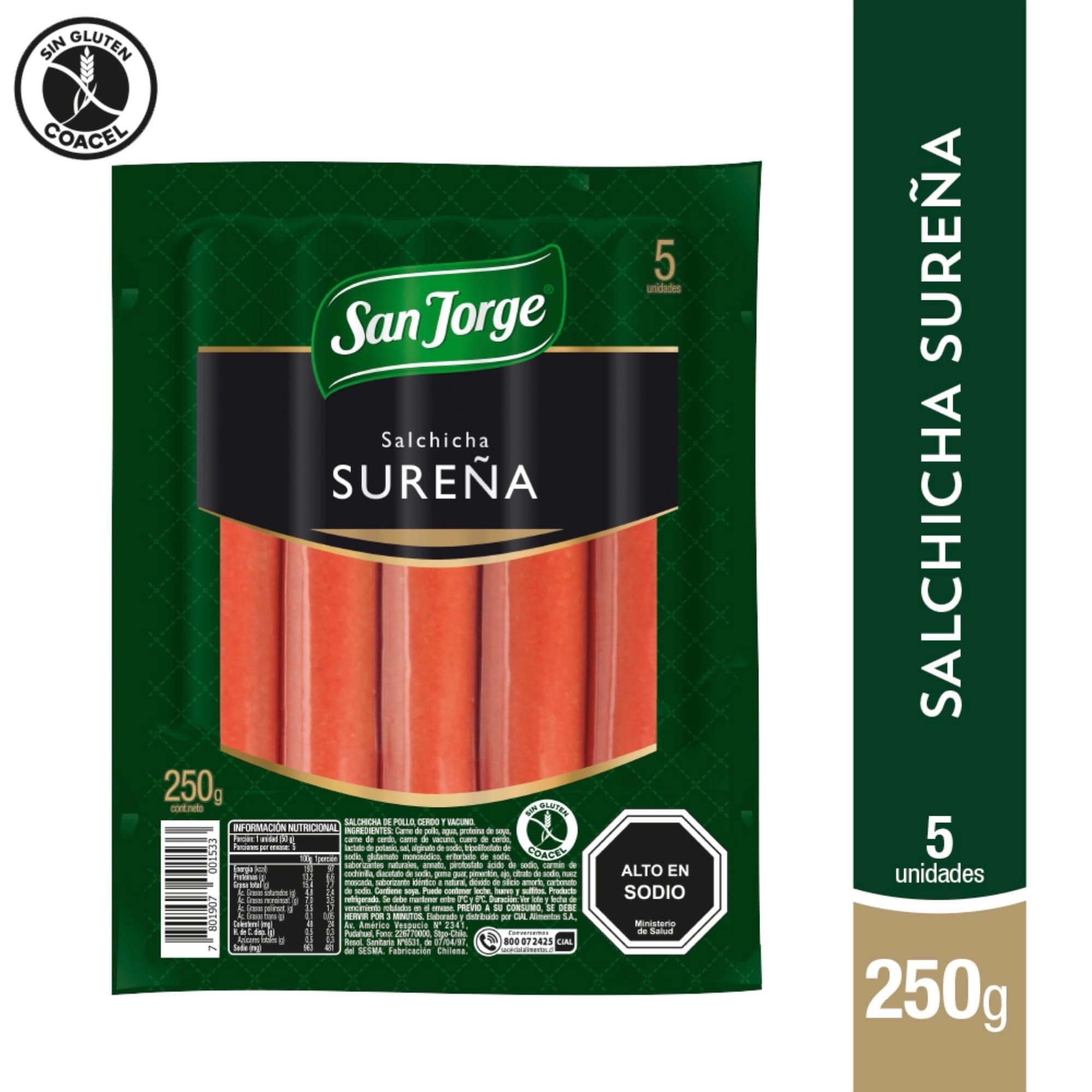 Salchicha Surena 5 Un, 250 g