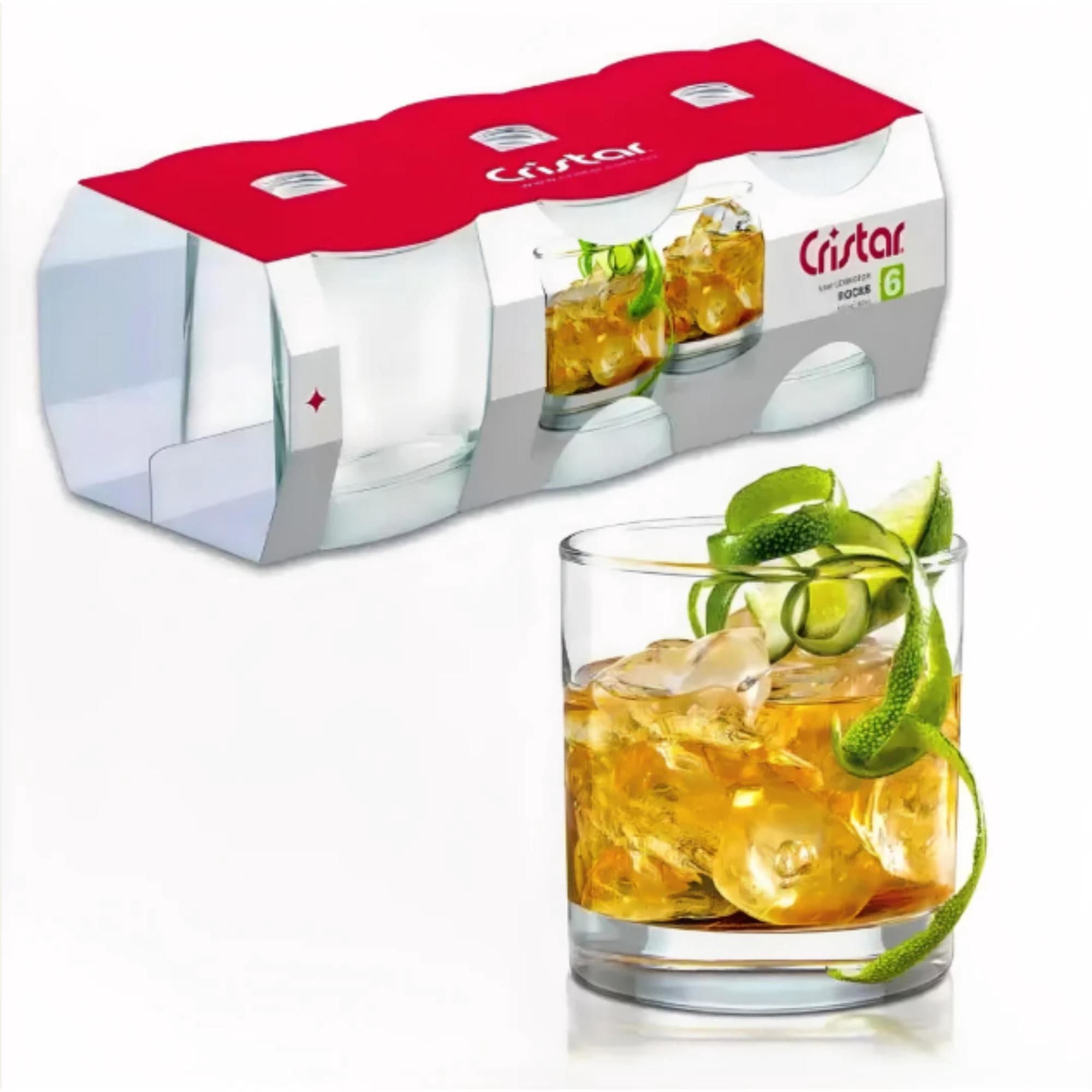 Set 6 Vasos whisky bajos Lexington vidrio 311Cc transparente, 1 Un