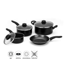 Bateria de Cocina Aluminio 7 Piezas Color Negro, 1 Un