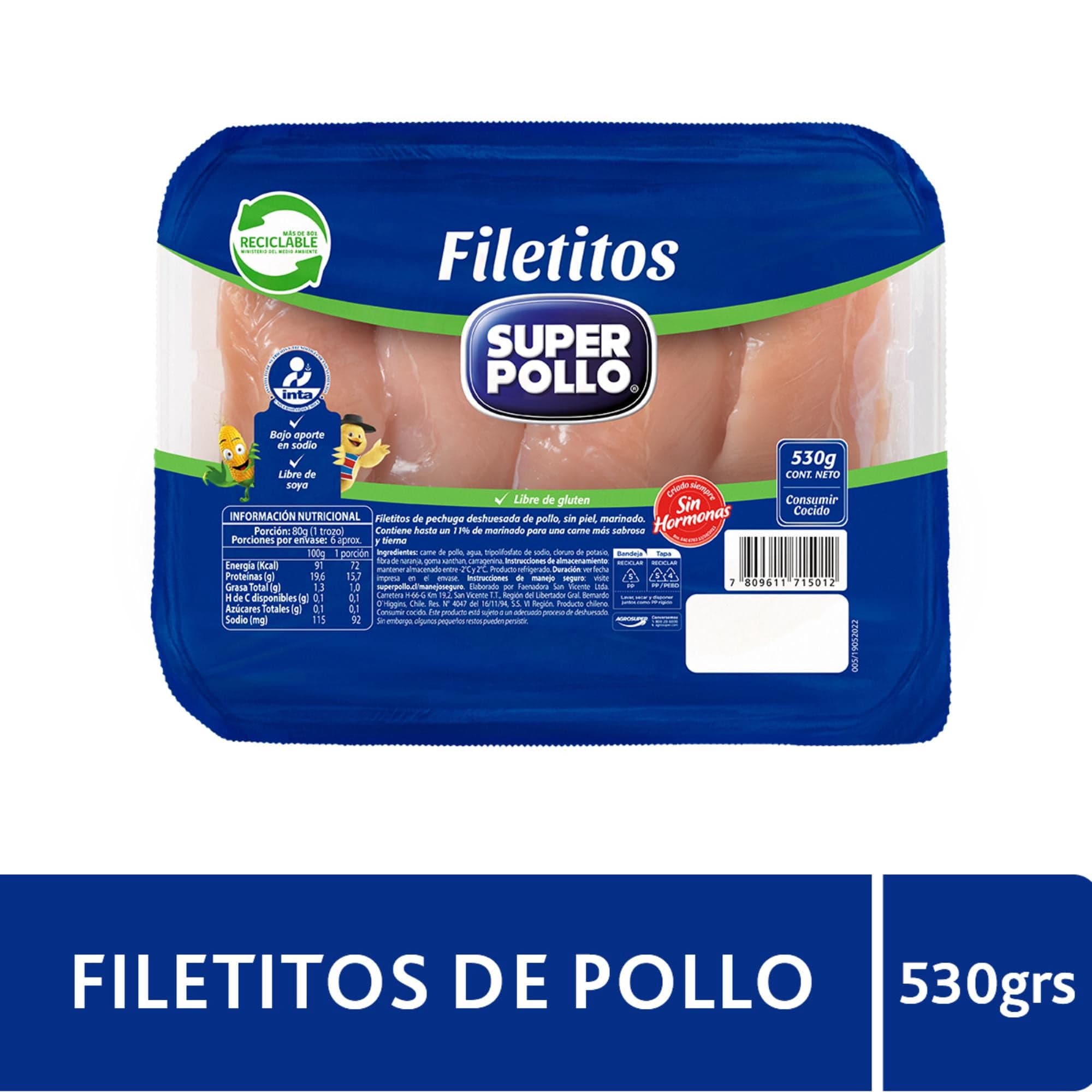 Pollo Filetitos Envasado, 530 g