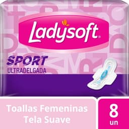Toallas Higienicas Sport Ultradelgada con Alas Tela Suave, 8 Un