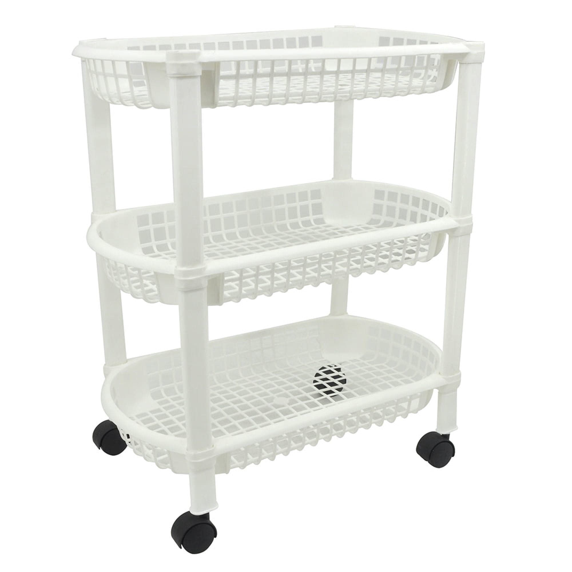 Carro Organizador 3 Canastos Plastico Con Ruedas Blanco, 1 Un
