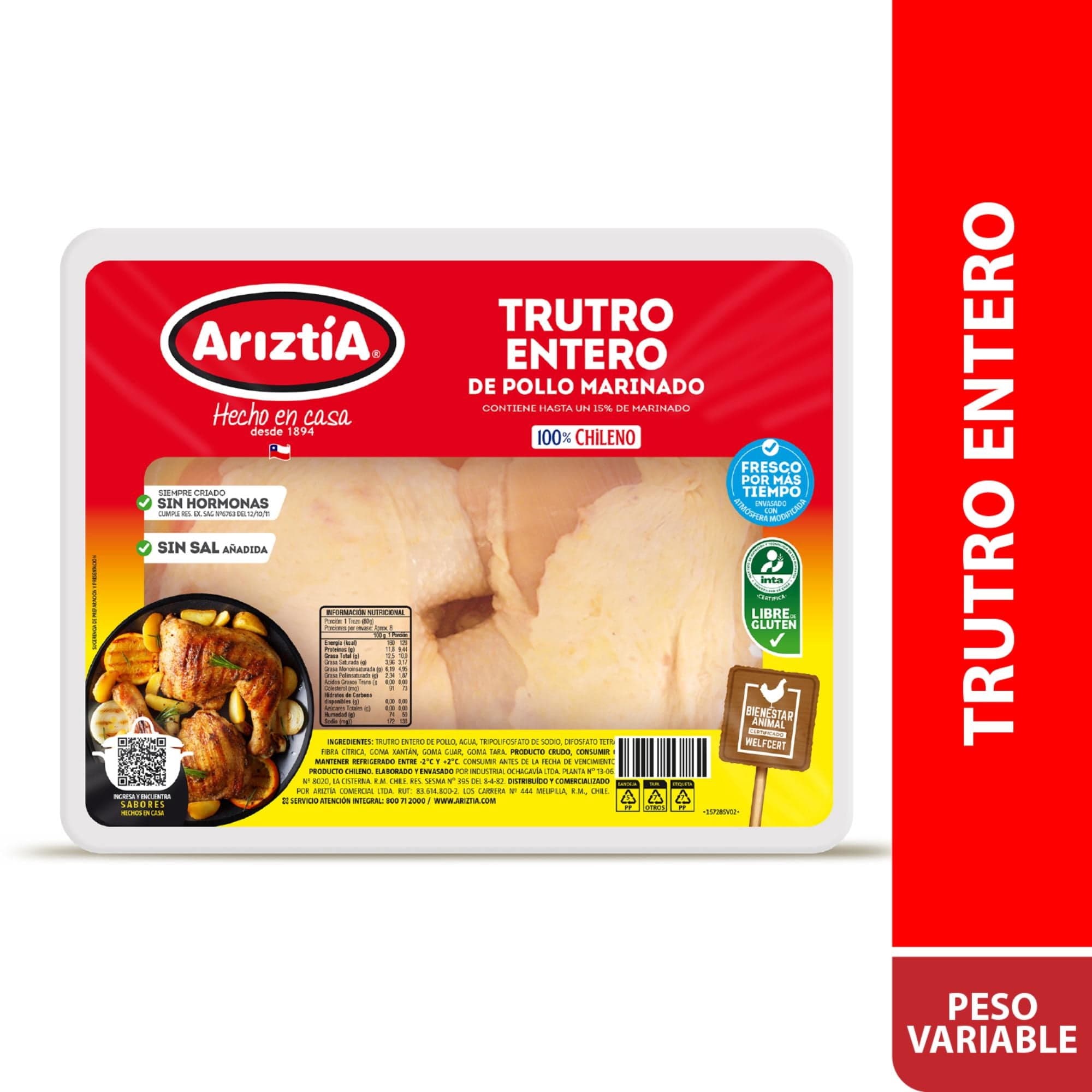 Pollo Trutro Entero Envasado, kg