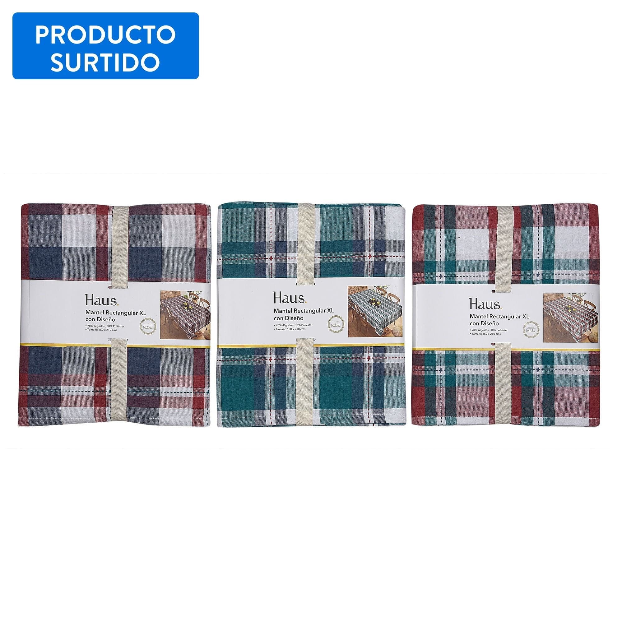 Mantel Rectangular 150x210cm 80% Algodon Surtido