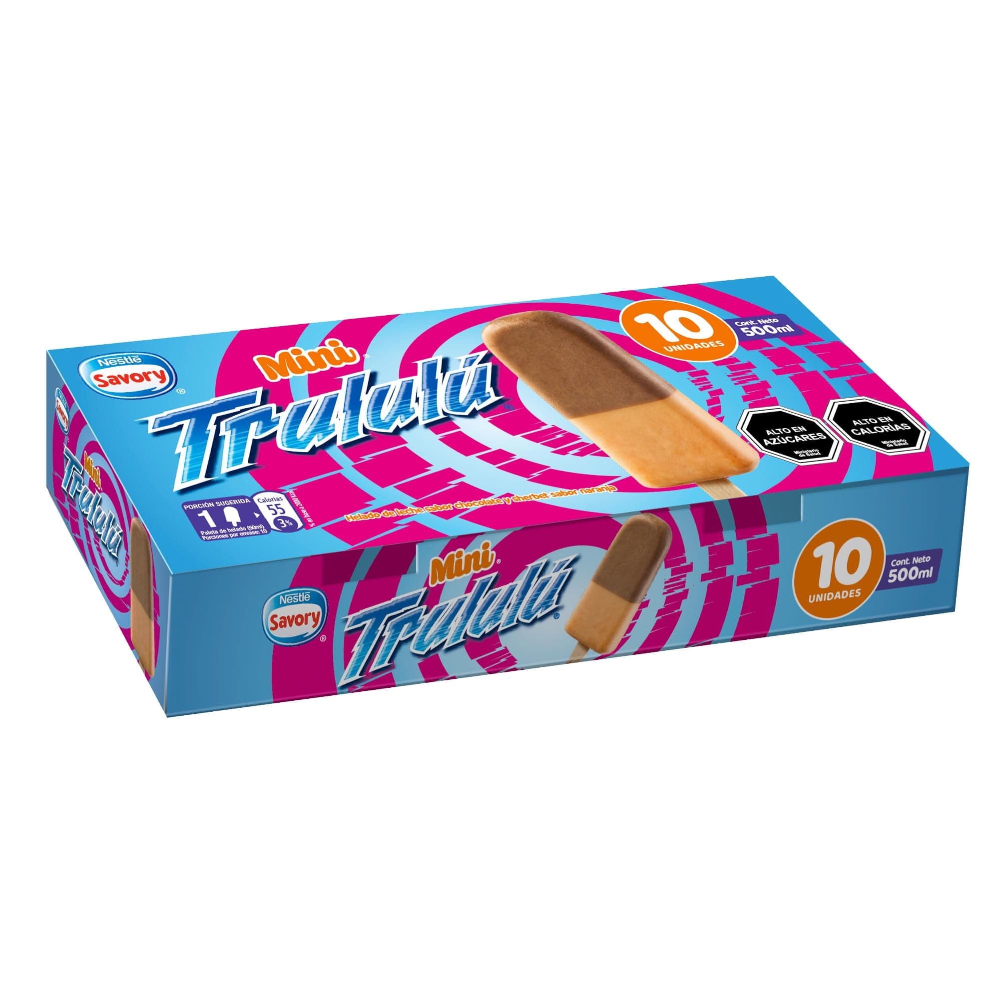 Helado Trululu Chocolate Naranja Pack 10Un Caja, 500 ml