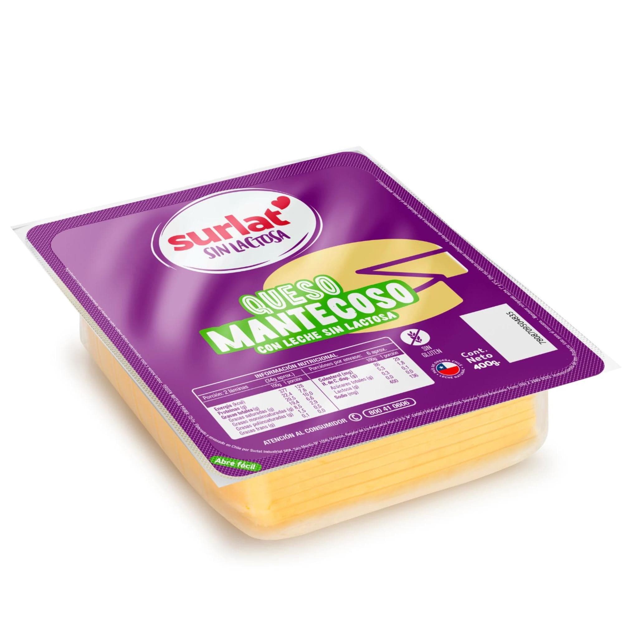 Queso Mantecoso Laminado Sin Lactosa, 400 g