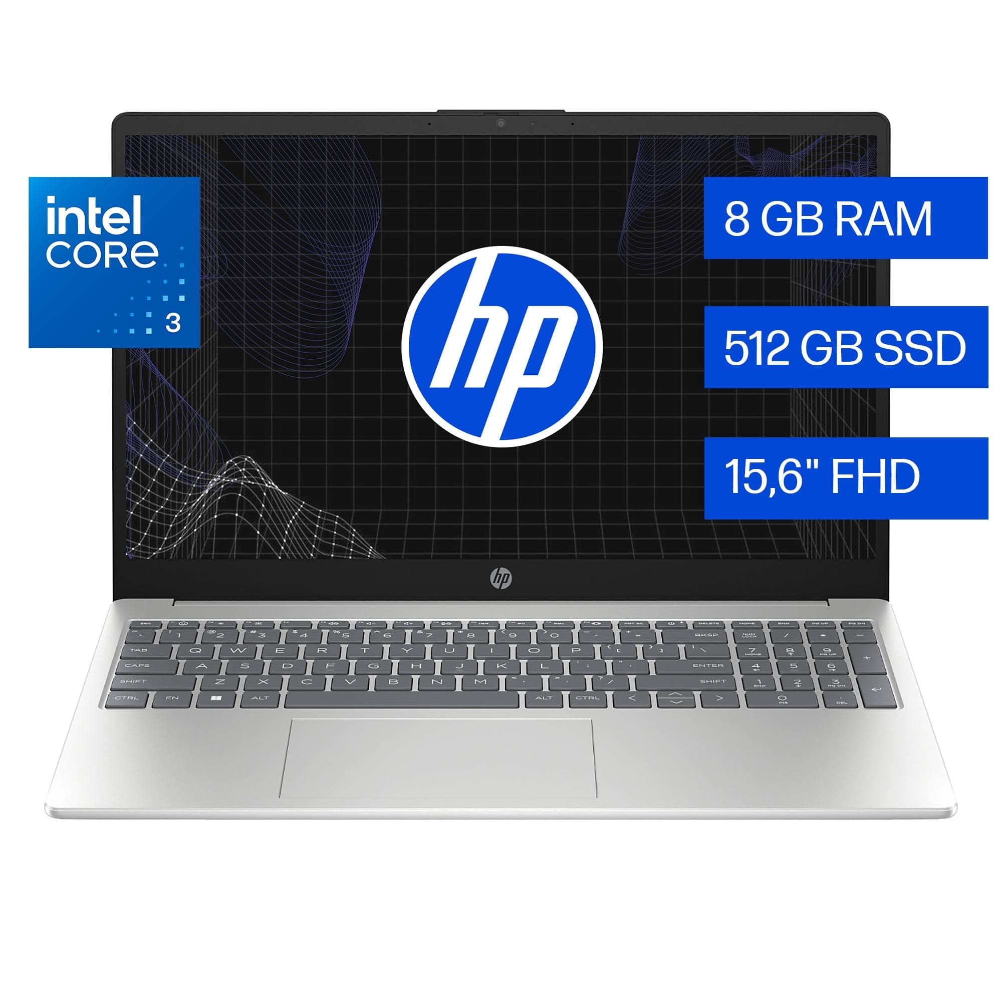 Notebook HP 15-fd0331la, Intel Core 3, 8 GB ram, 512 GB SSD, 15.6 FHD, Windows 11