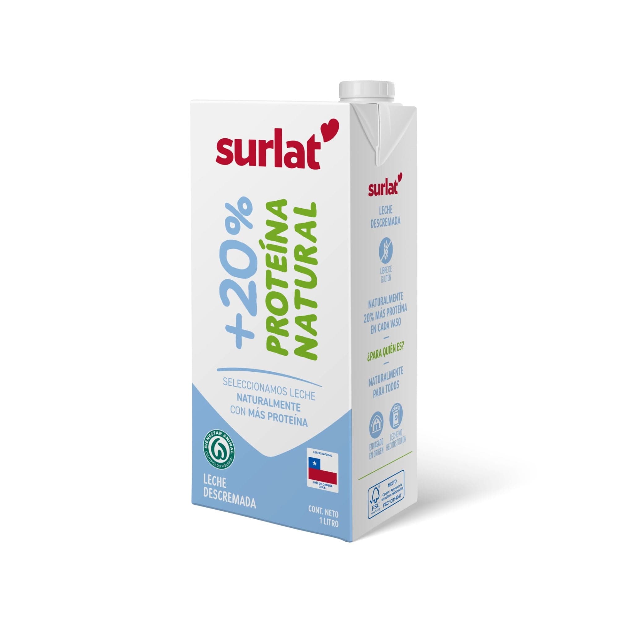 Leche Descremada +20% Proteina, 1 L