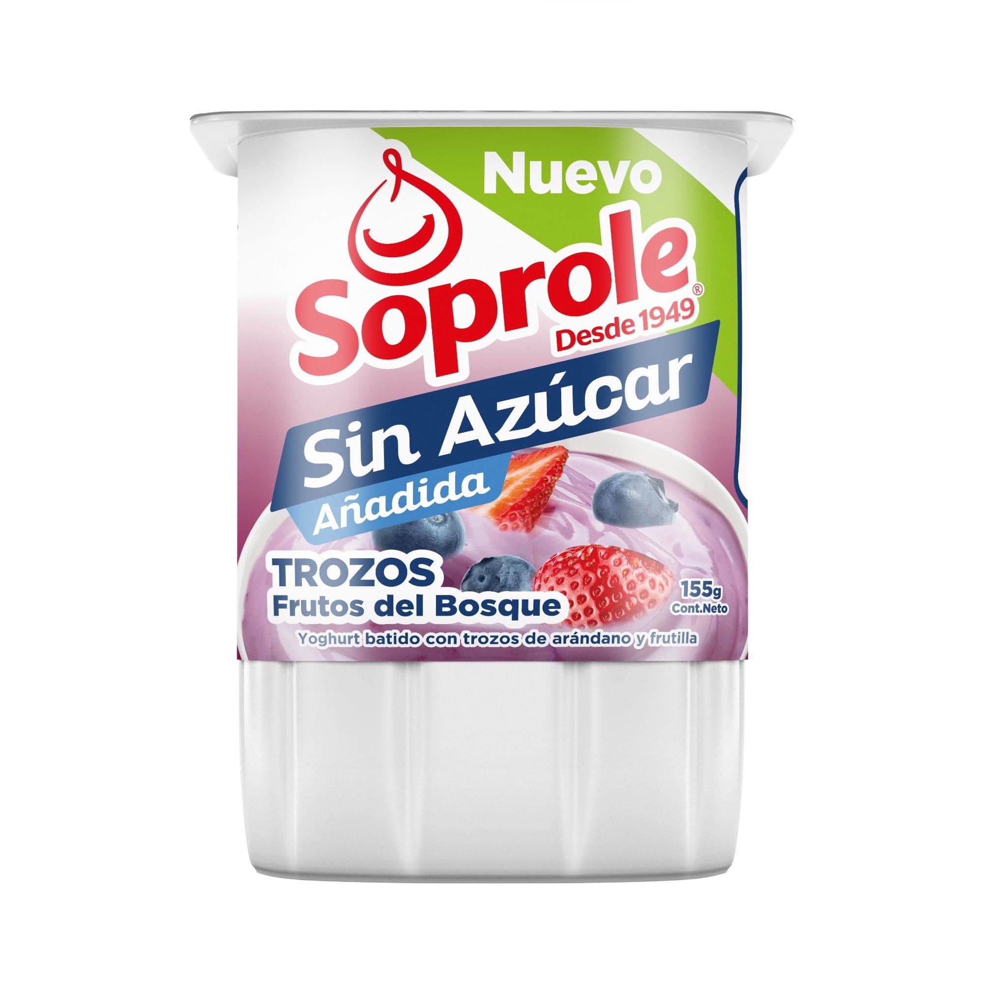 Yoghurt Sin Azucar Frutos Del Bosque Trozos, 155 g