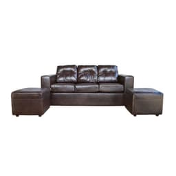 Sofa Nize 3 Cuerpos + 2 Pouf Pu Cafe Moro