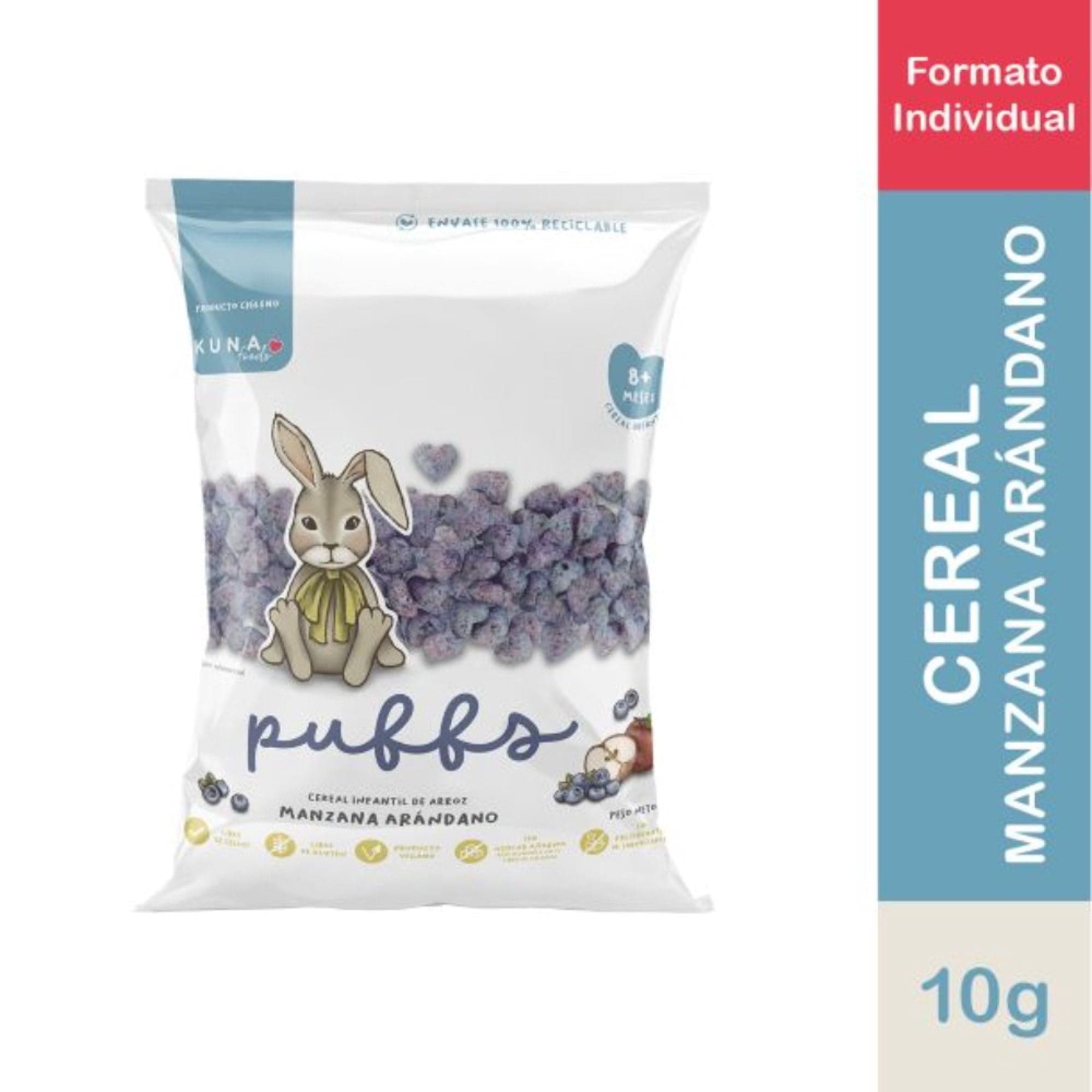 Cereal Puffs Manzana-Arandano Individual, 10 g