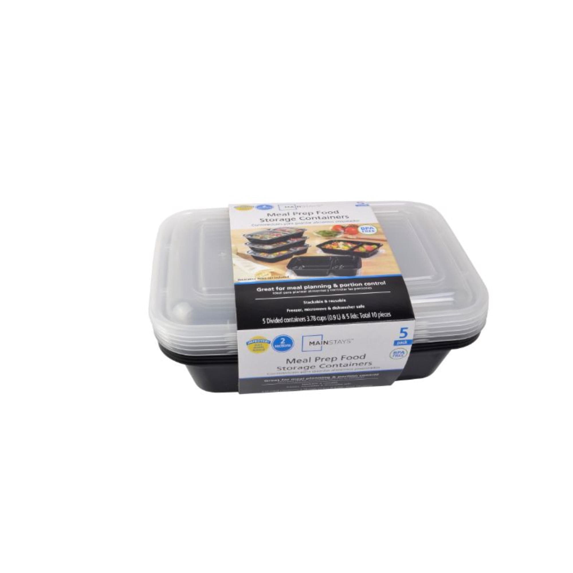 Set De Contenedor Meal Prep 900ML Plastico 5 Piezas Negro