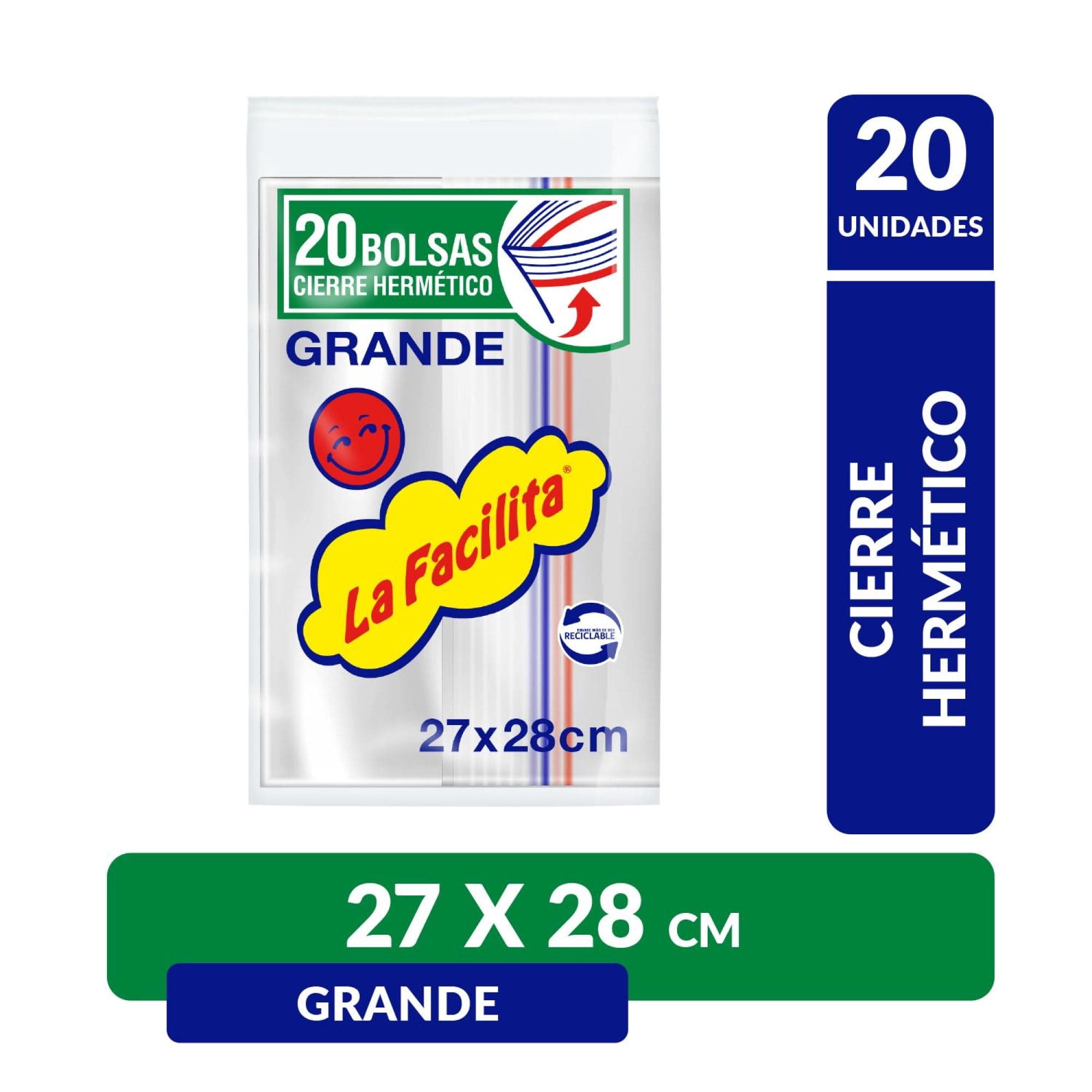 Bolsas Hermeticas con Cierre Grande 27x28 cm, 1 Un