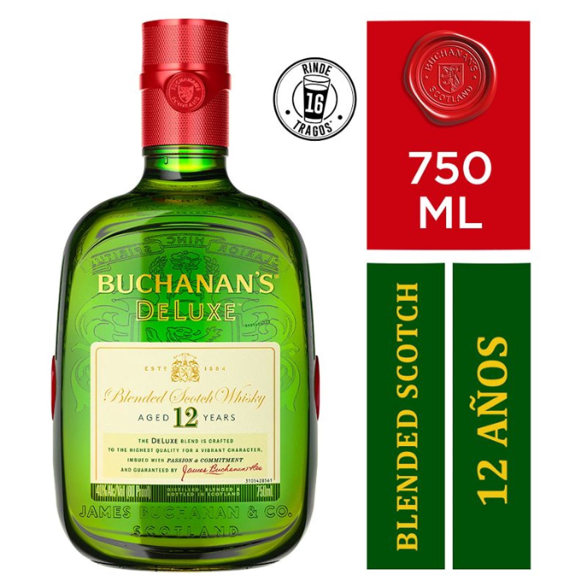 Whisky Blended Scotch 12 anos 40 Botella, 750 ml