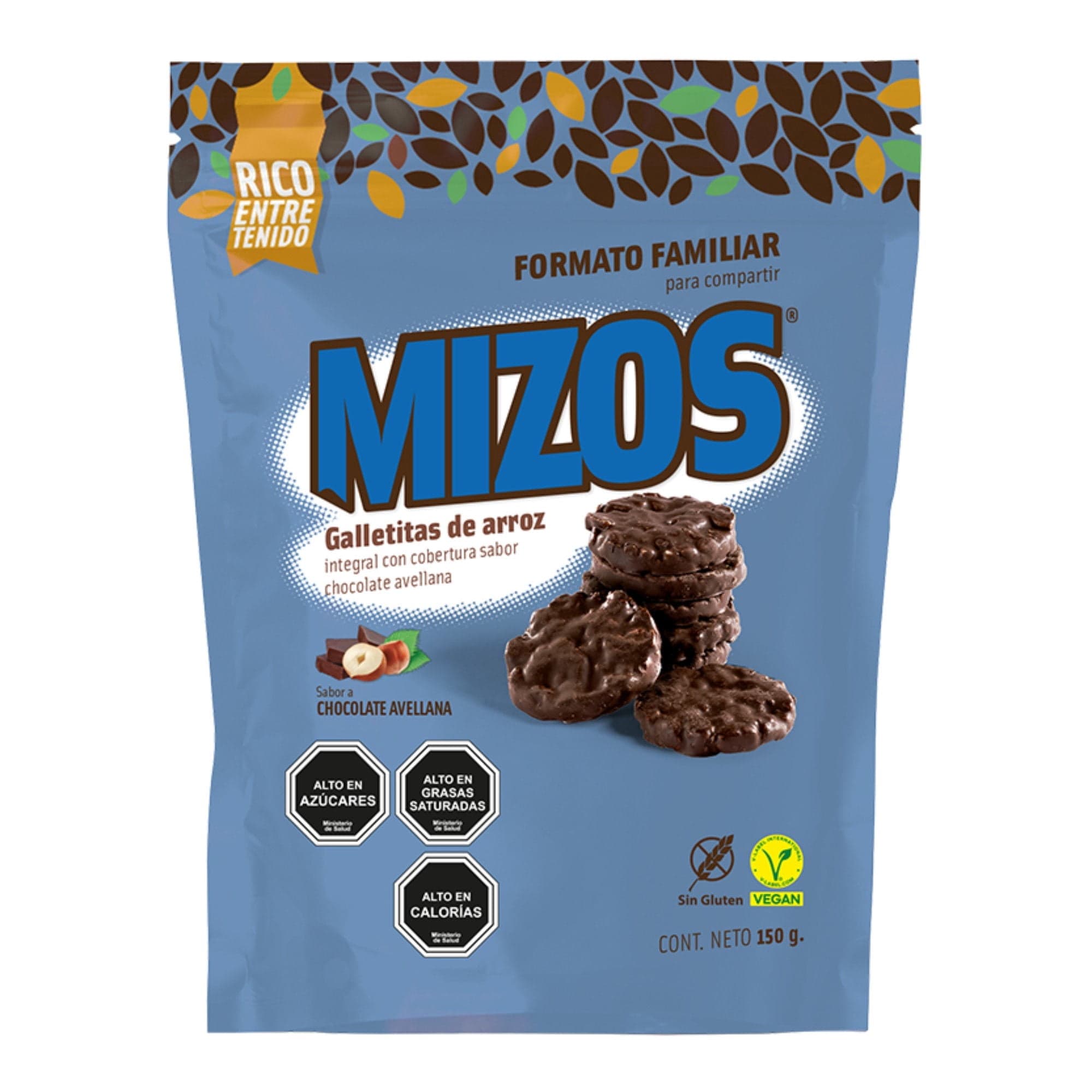 Galletas De Arroz Mizos Chocolate Avellana 150G., 150 g