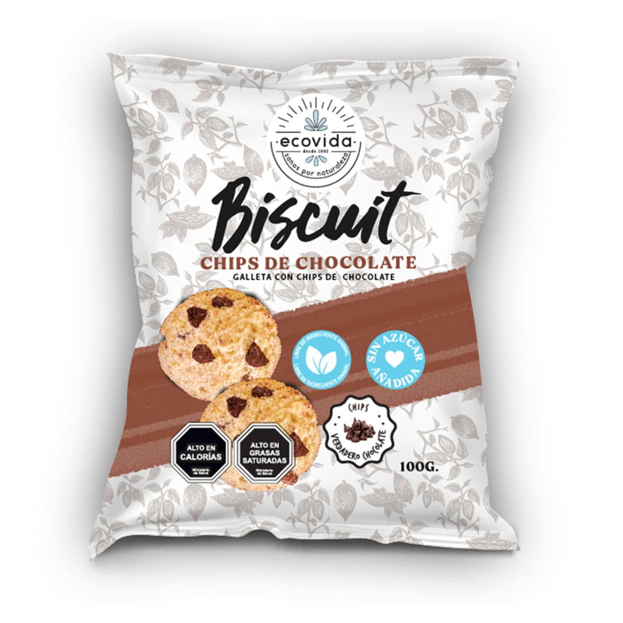 Galletas Integrales Biscuit Chips Chocolate sin Azucar, 100 g