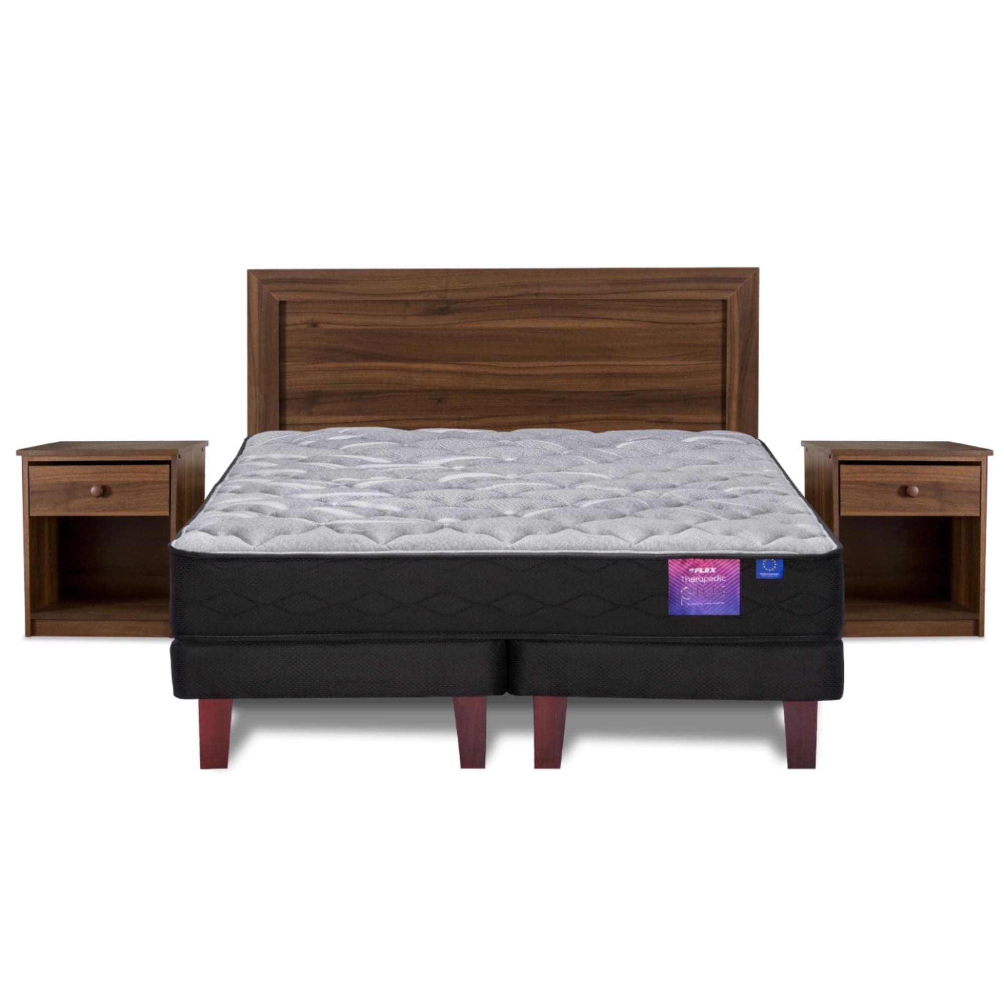 Cama Europea Therapedic Plus 2 Plaza Base Dividida (150X200) Flex + Set Asturias