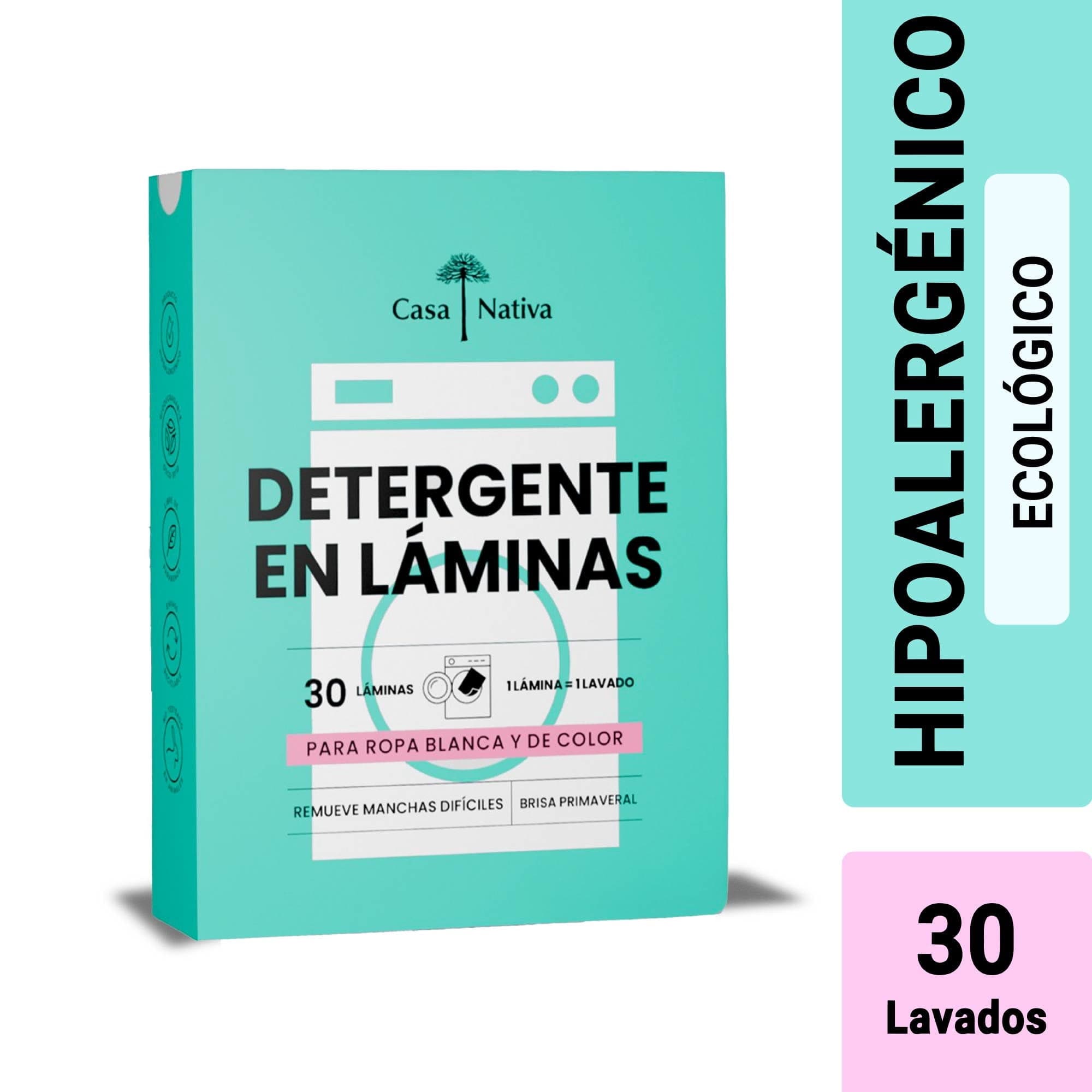 Detergente concentrado en laminas biodegradables, aroma brisa primaveral