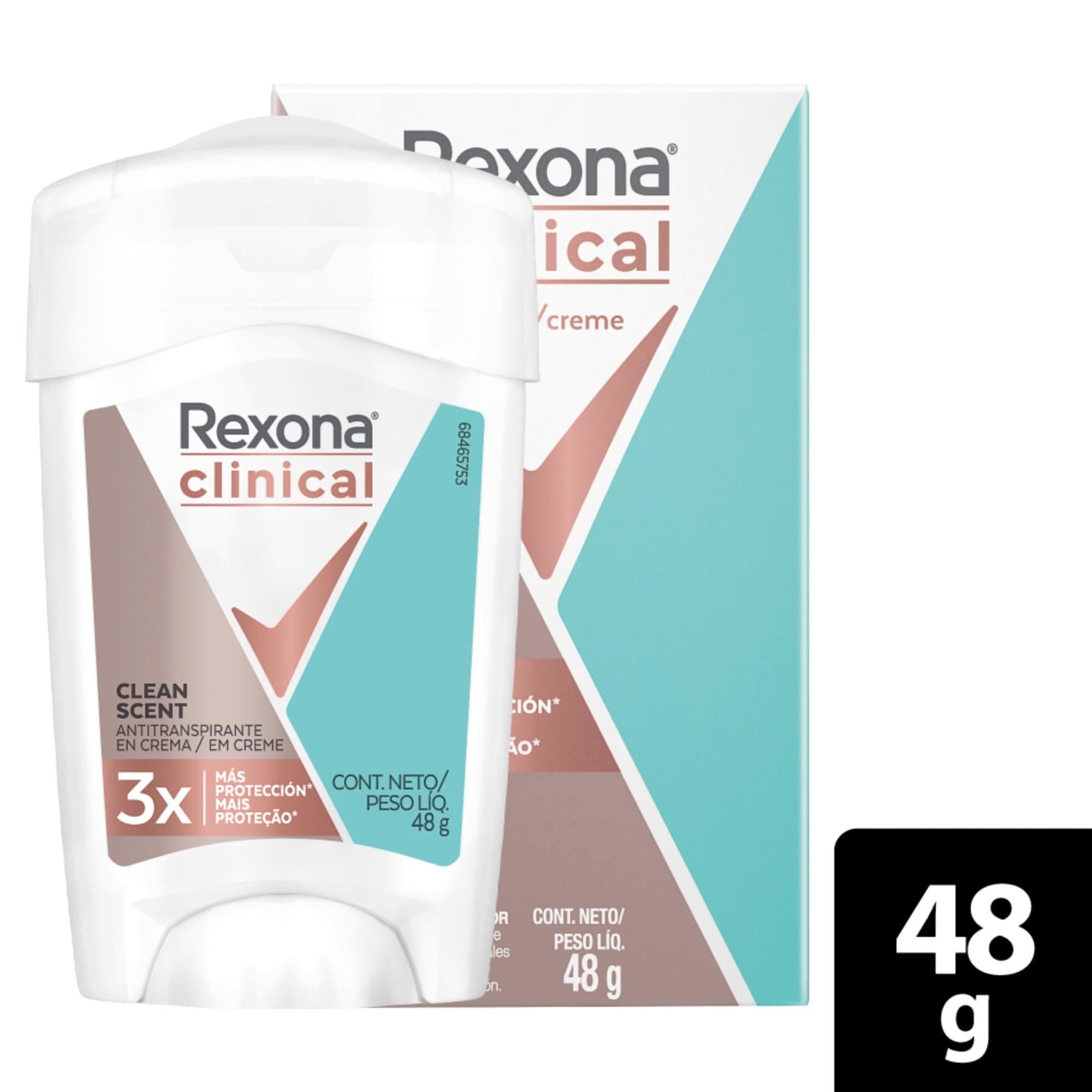 Desodorante Crema Rexona Clinical Clean Scent Mujer, 48 g