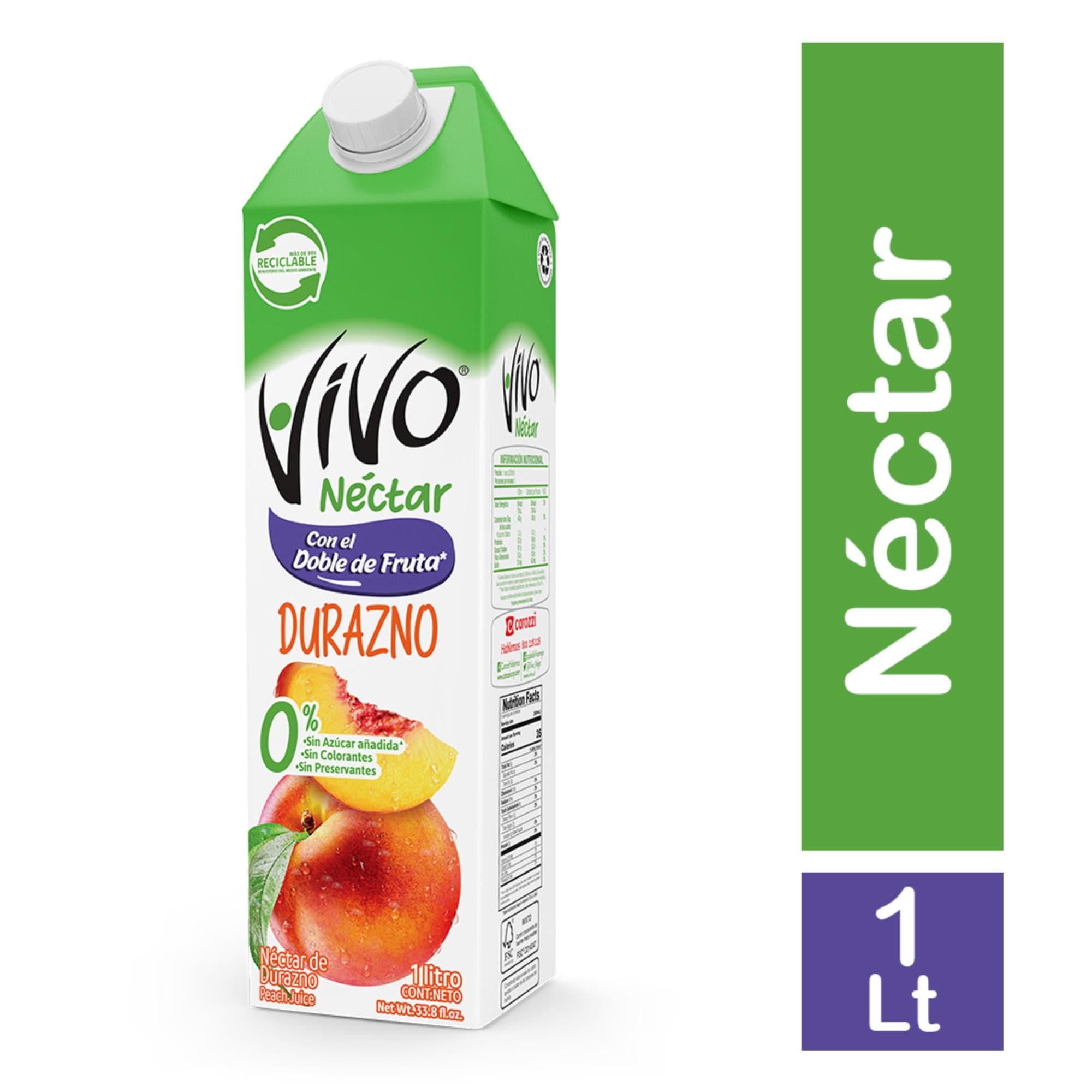 Nectar Sabor Durazno Caja, 1 L