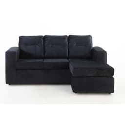 Sofa Modular Rodas 3 Cuerpos Felpa Negro