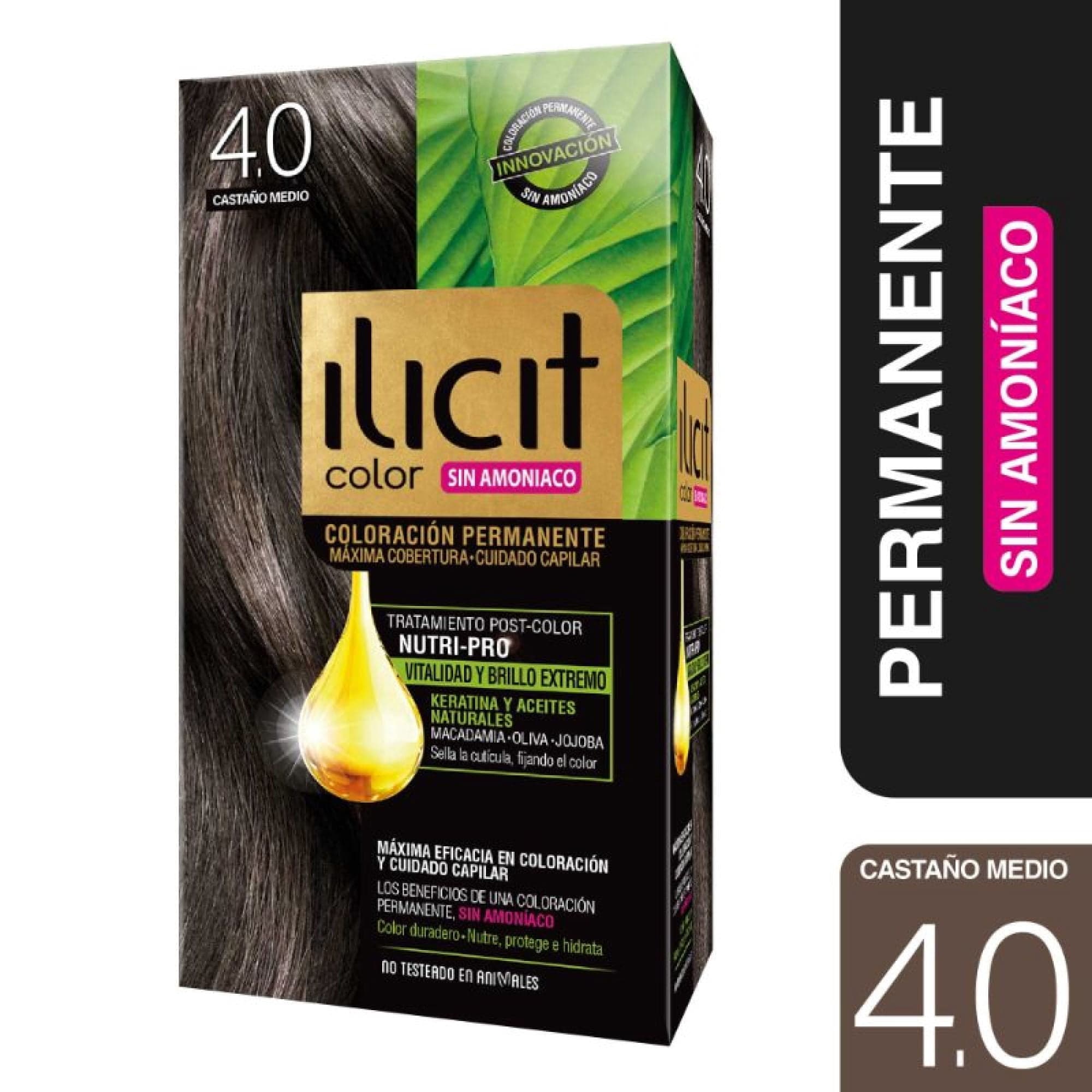 Coloracion Ilicit Permanente Sin Amoniaco 4.0 Castano Medio