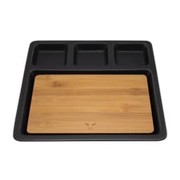 Tabla De Aperitivo + Bandeja 2 Piezas Bamboo - Ceramica Negro - Cafe