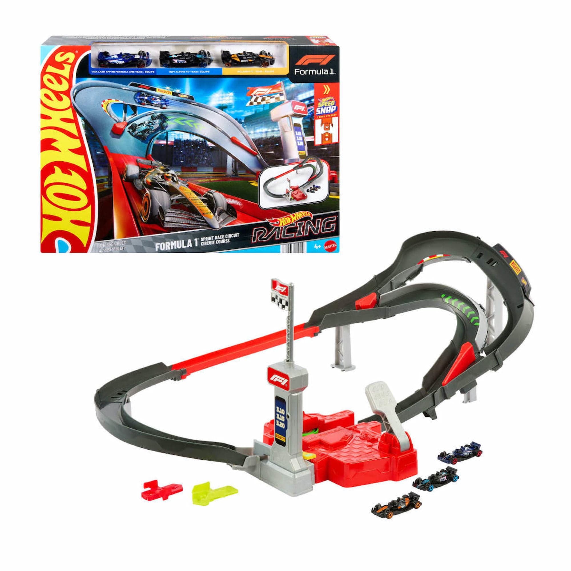 Pista de Juguete Hot Wheels Pista Carrera Sprint 3 Autos Lanzador 1:64 4+