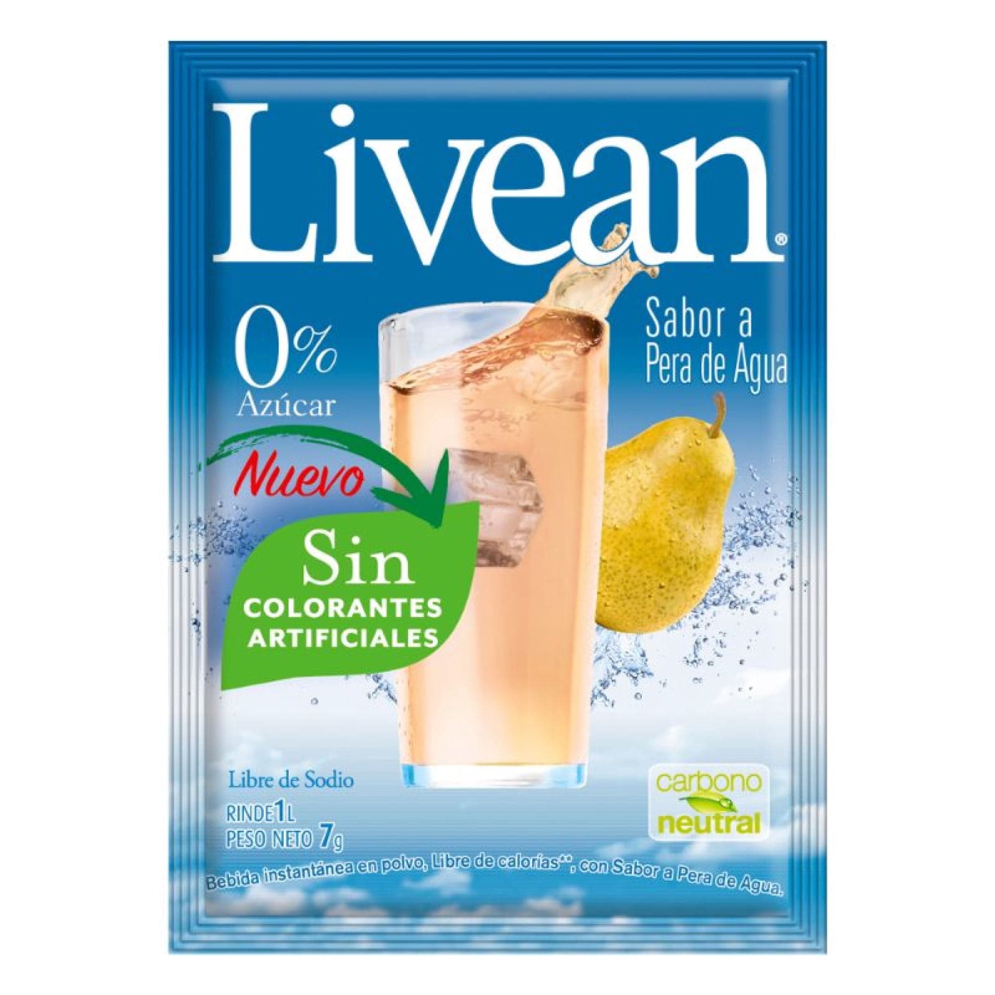 Jugo en Polvo Libre de Azucar Pera de Agua 7g Sobre, 1 Un