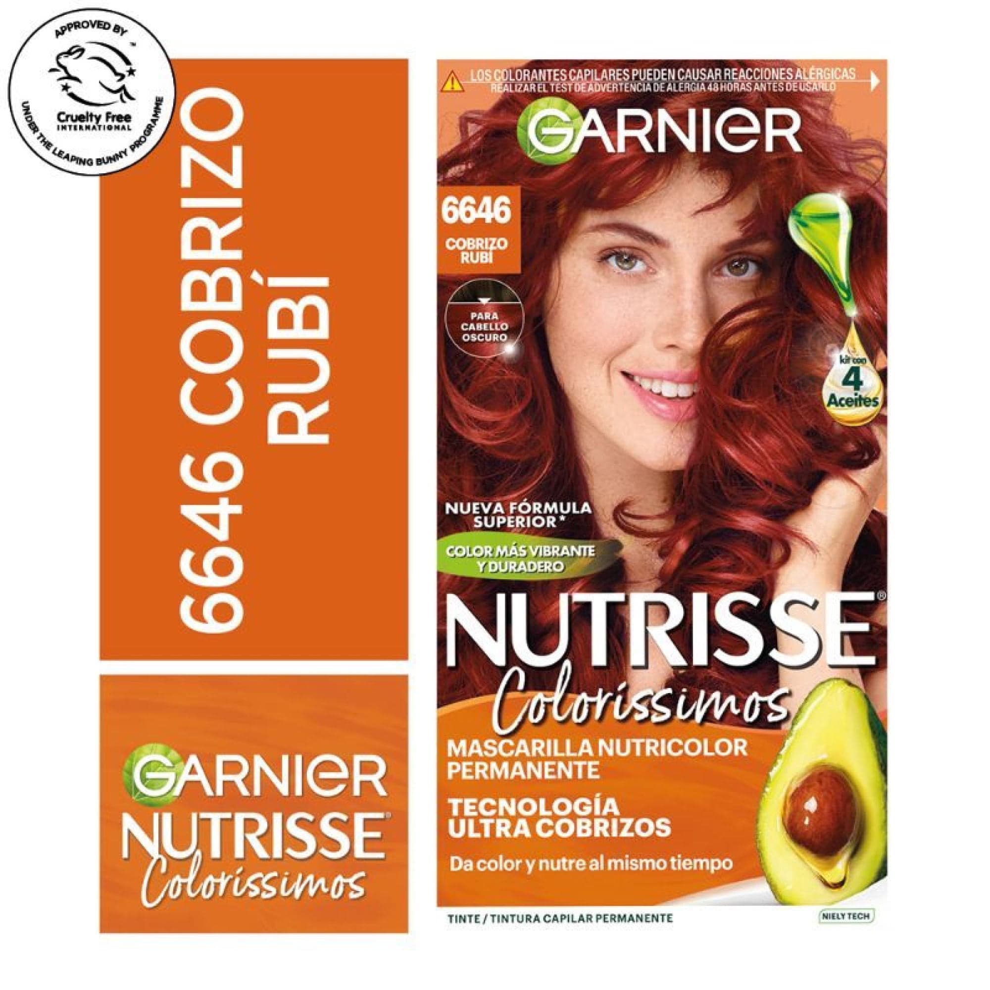 Coloracion Nutrisse Cabello 6646 Cobrizo Rubi, 1 Un