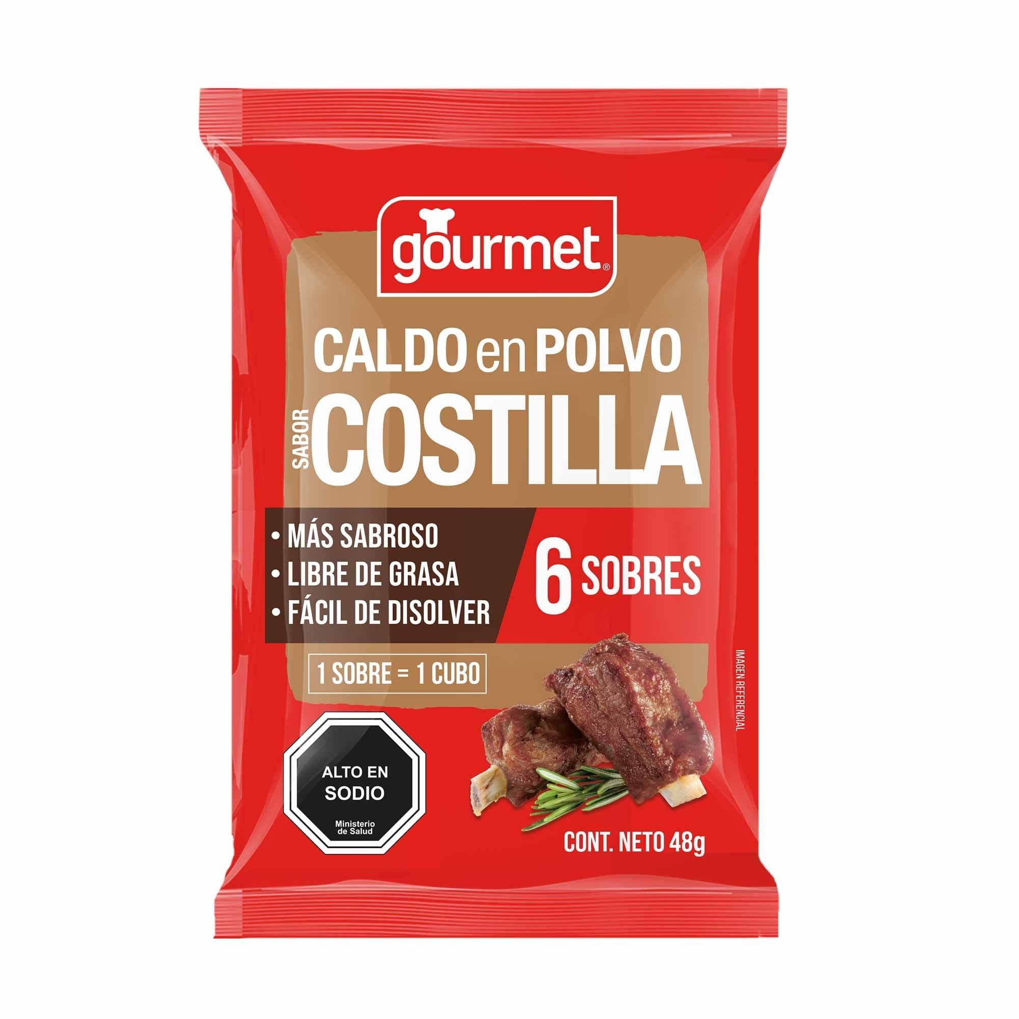 Caldo en Polvo Sabor Costilla (6 Sobres) Bolsa, 48 g