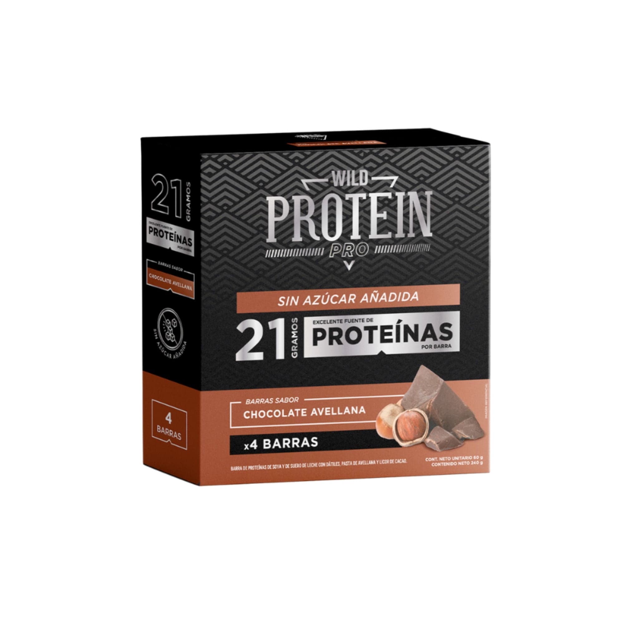 Barra Wild Protein Pro Chocolate Hazelnut 4 Un, 240 g