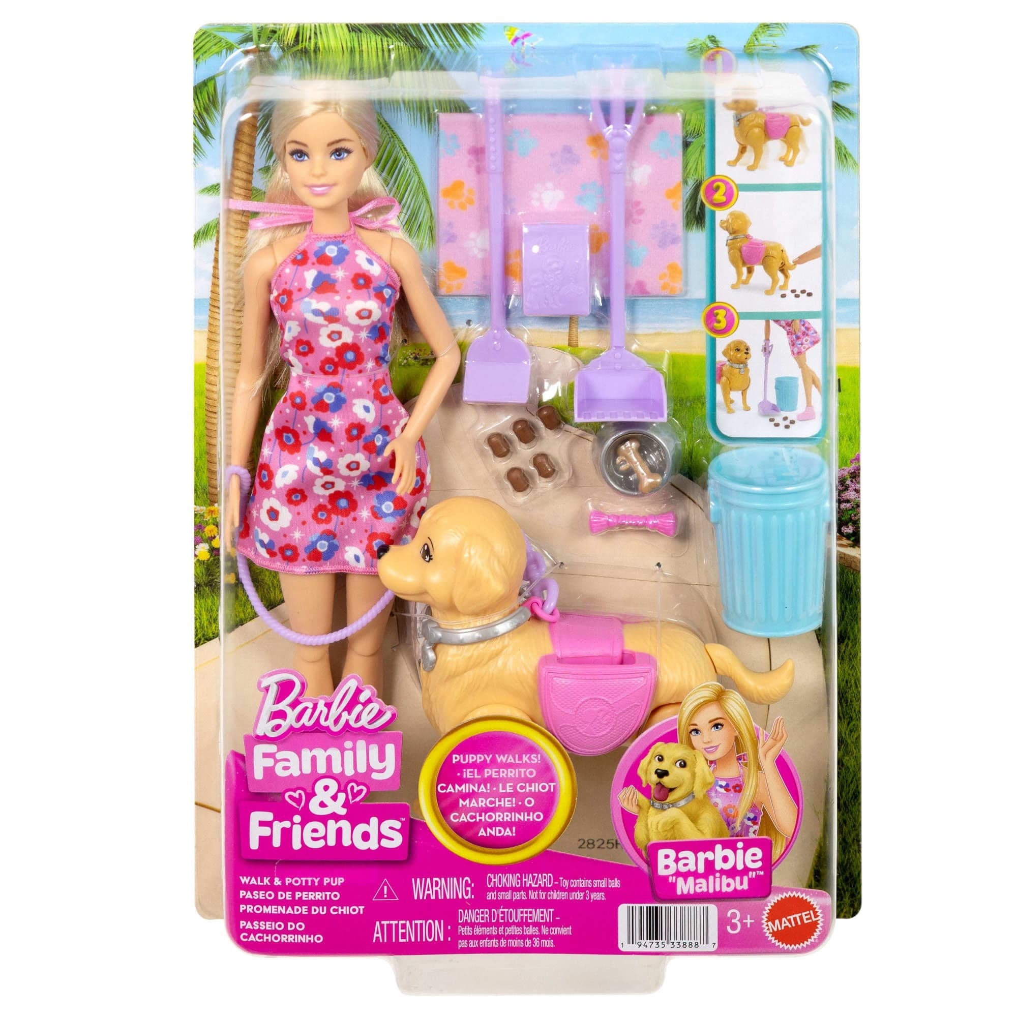 Set de Juego Barbie con Perrito Paseo y Bano 3 Anos en Adelante