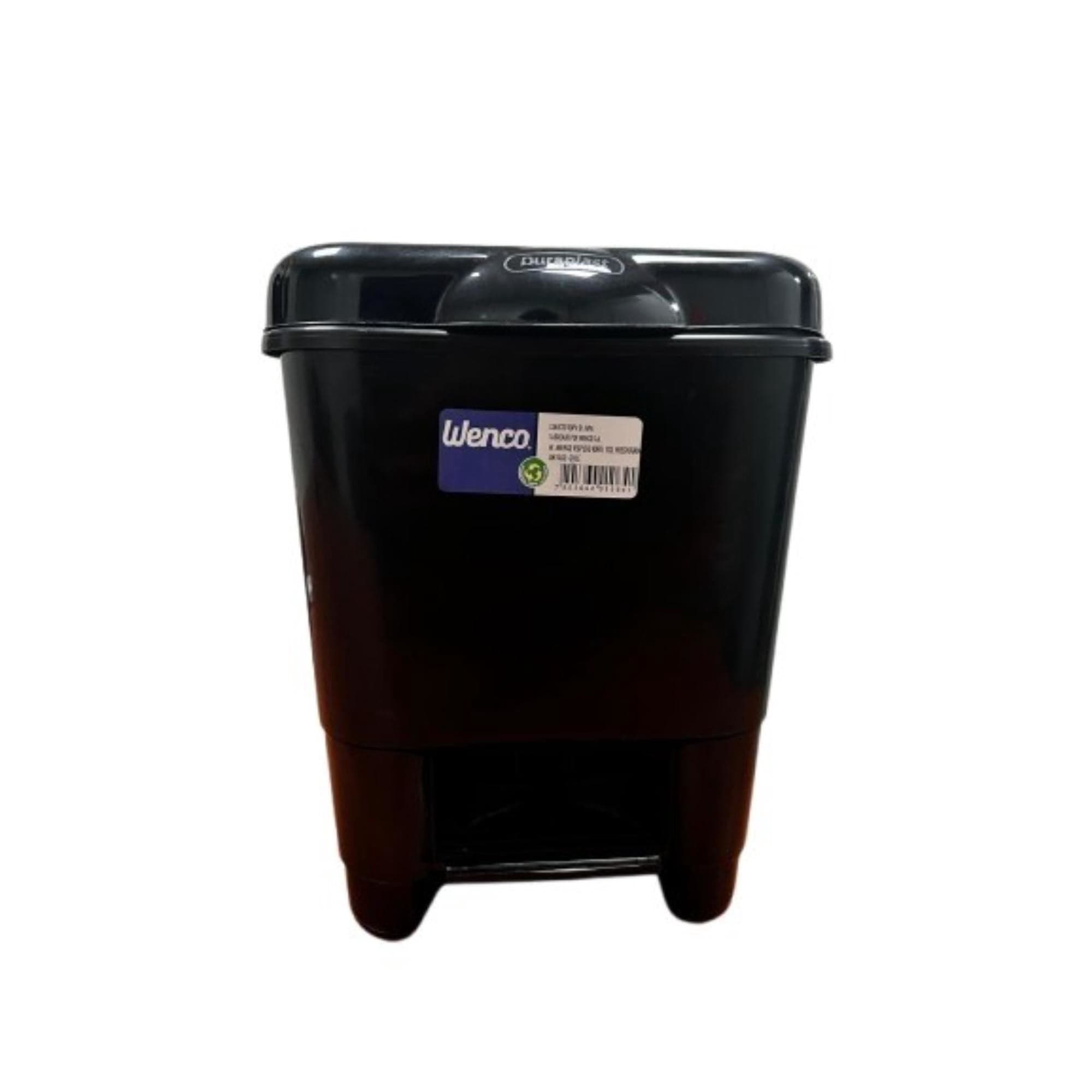 Basurero Buzon Con Pedal 10L Polietileno Negro