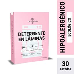 Detergente hipoalergenico en laminas biodegradables, sin aroma, 30 Un